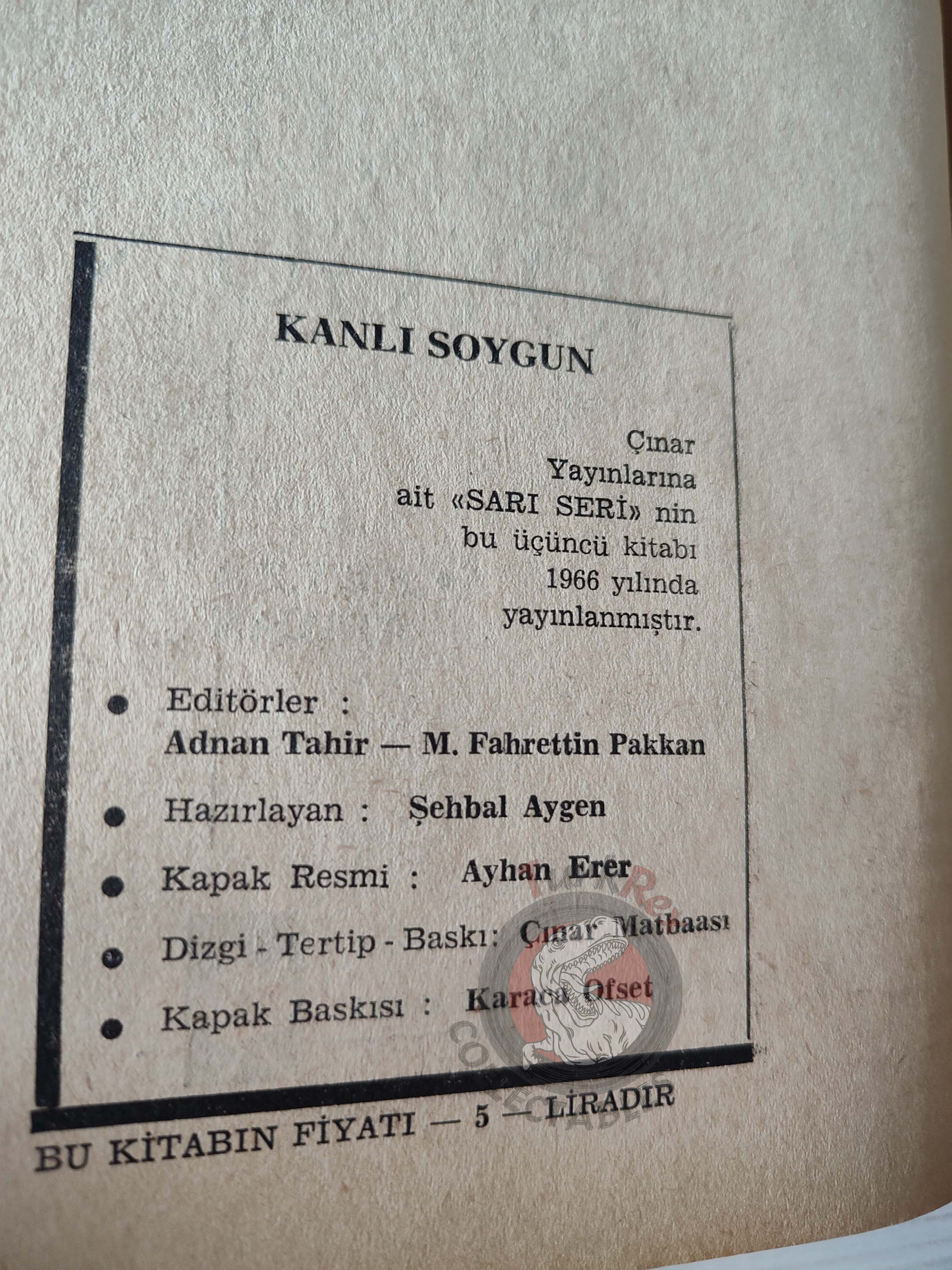 Lionel White – The Big Caper 1966 1st Turkish Book Turkey