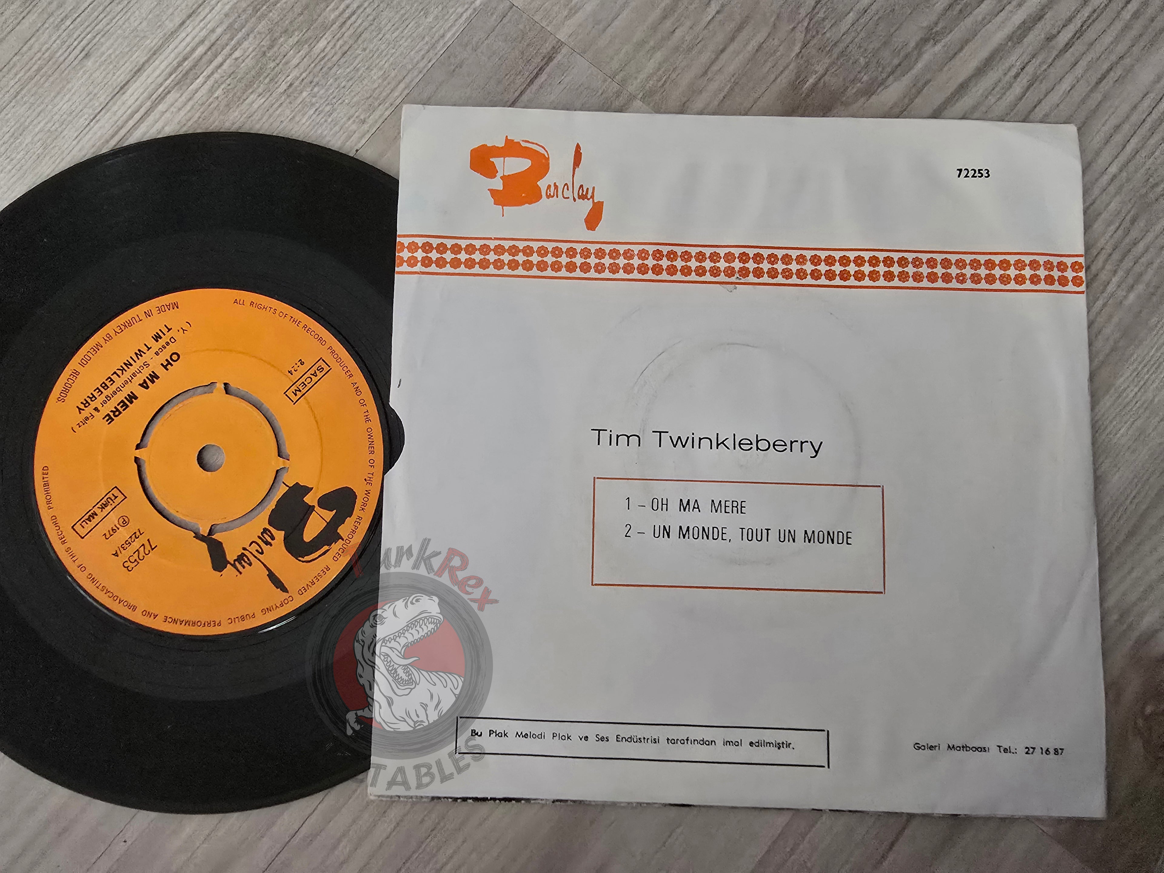 Tim Twinkleberry – Oh! Ma Mere 7" Turkish Pressing Vinyl Turkey Edition