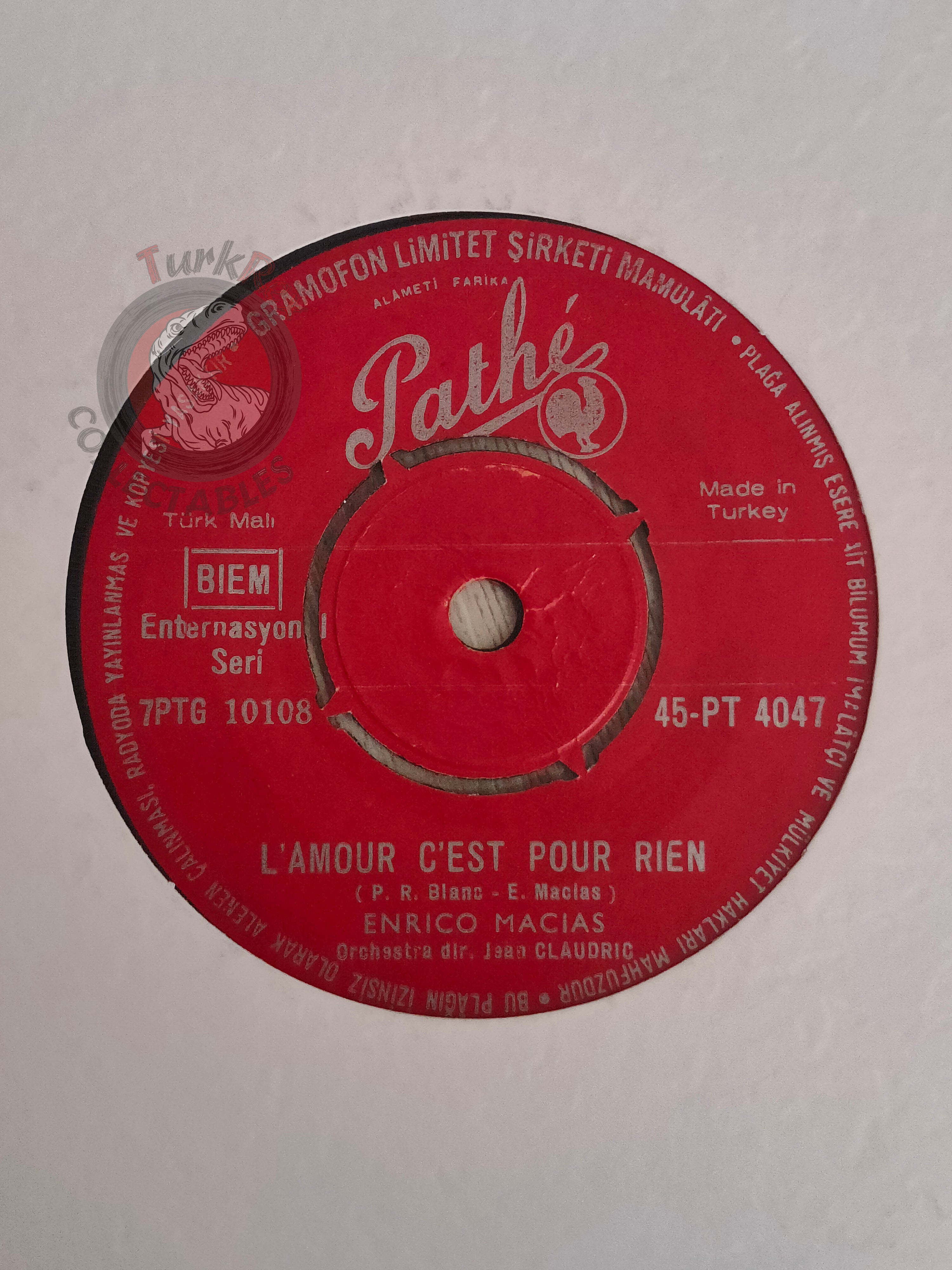 Enrico Macias – Notre Place Au Soleil 7" Turkish Pressing Red Vinyl Turkey Edition