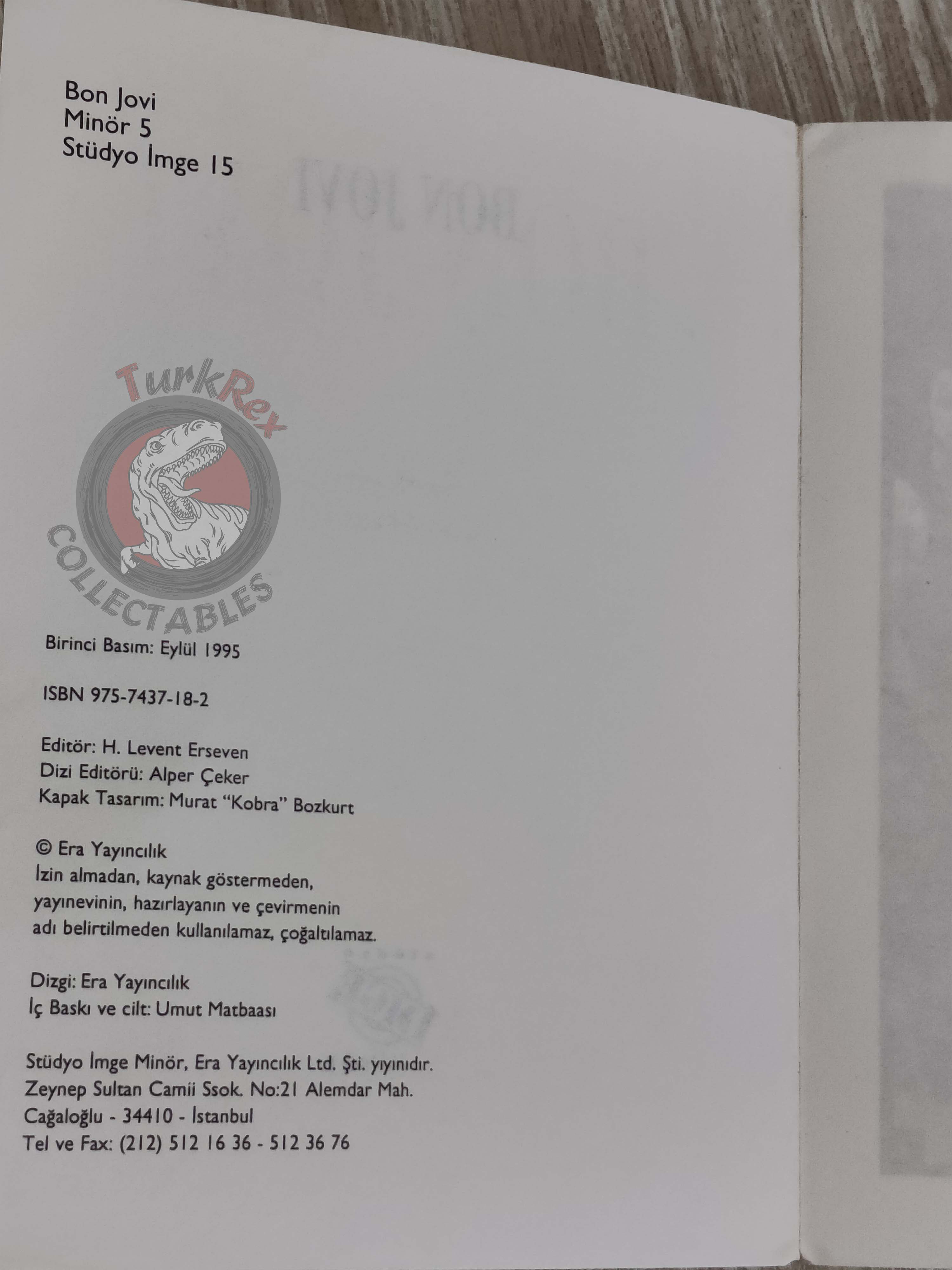 Bon Jovi Biography Book 1995 1st by Turkish Writer Book Turkey