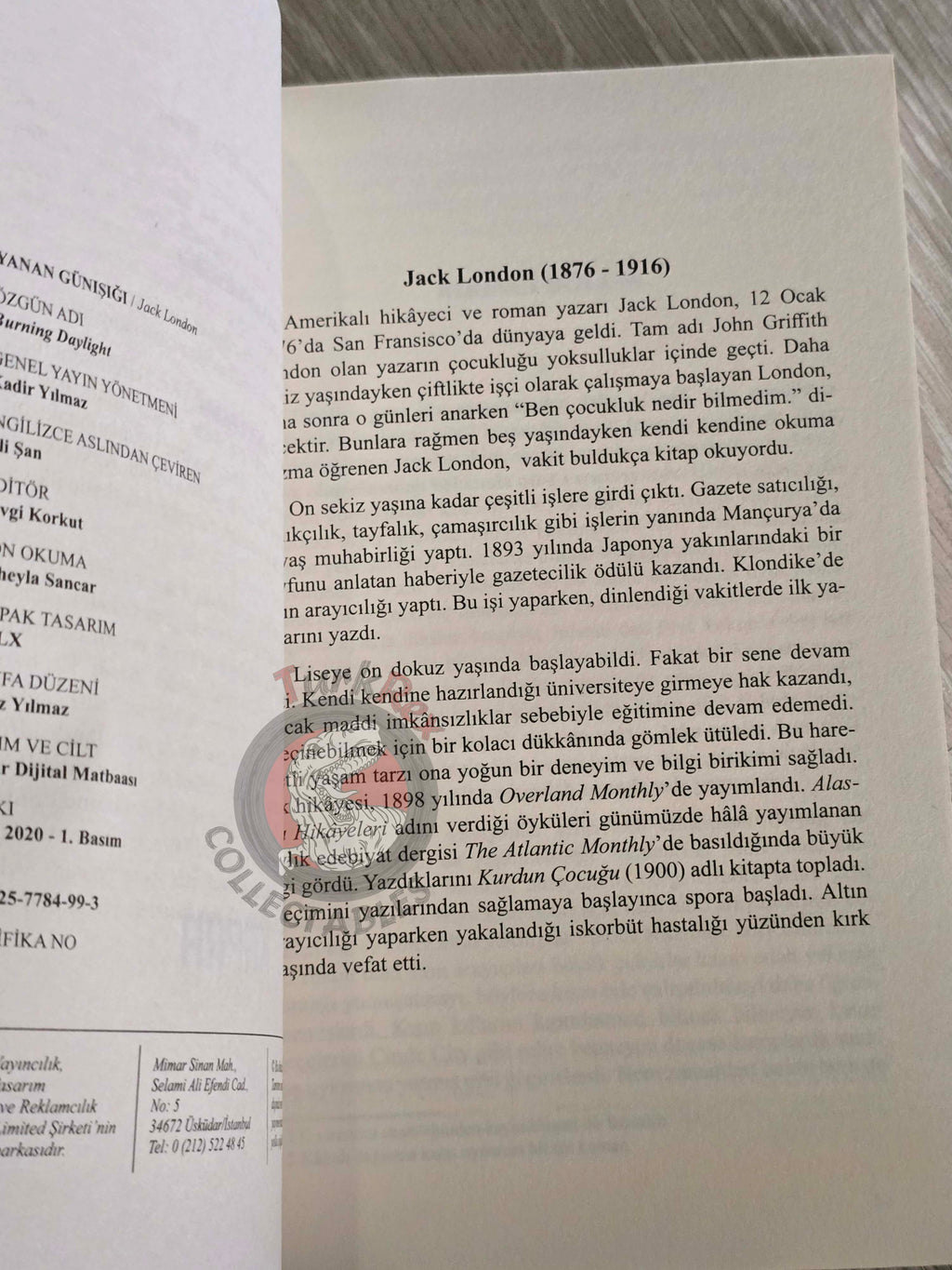 Jack London  – Burning Daylight Turkish Book Turkey