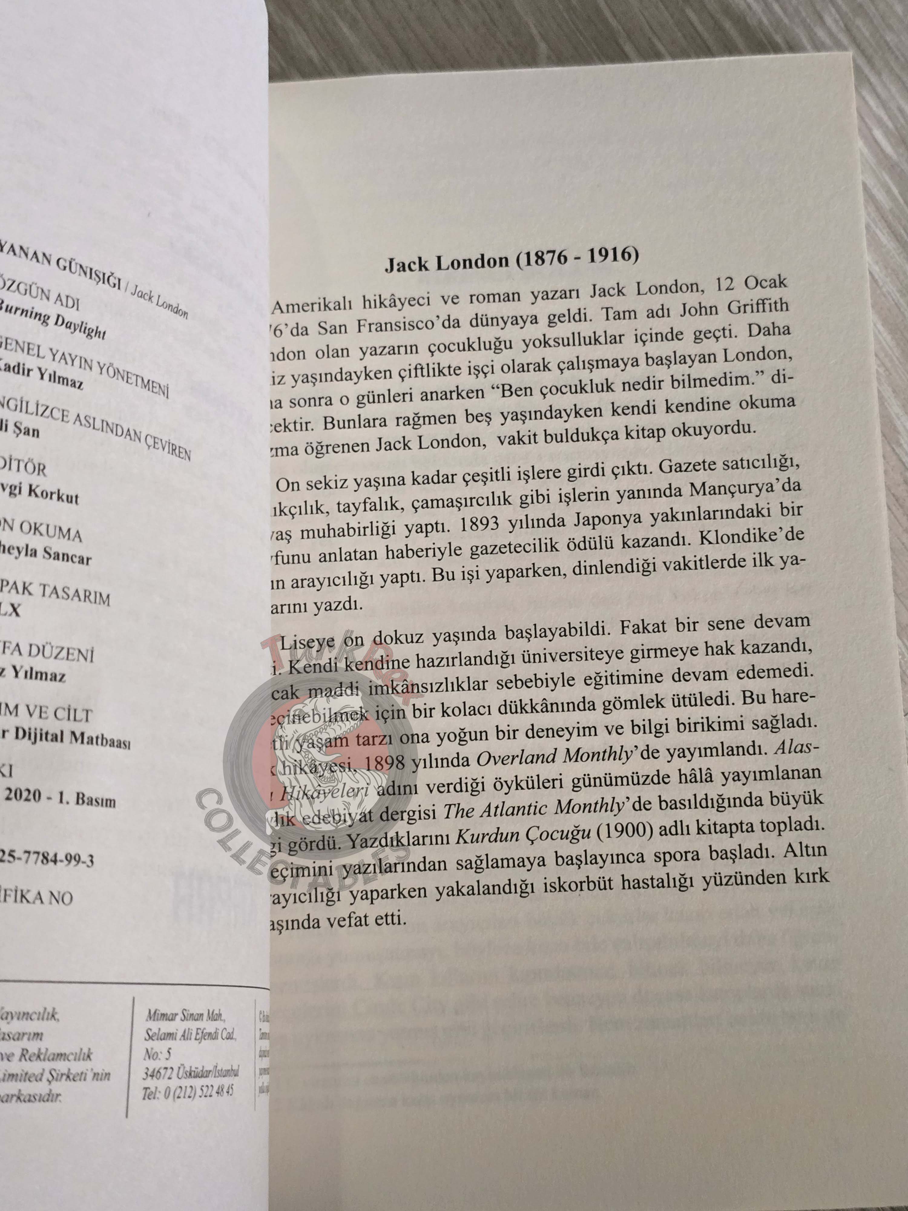 Jack London  – Burning Daylight Turkish Book Turkey