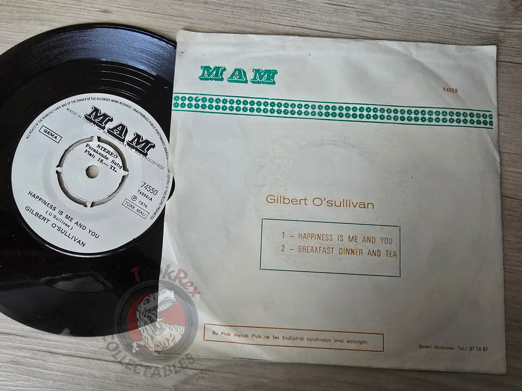 Gilbert O'Sullivan – Happiness Is Me And You 7" Turkish Pressing Vinyl Turkey Edition