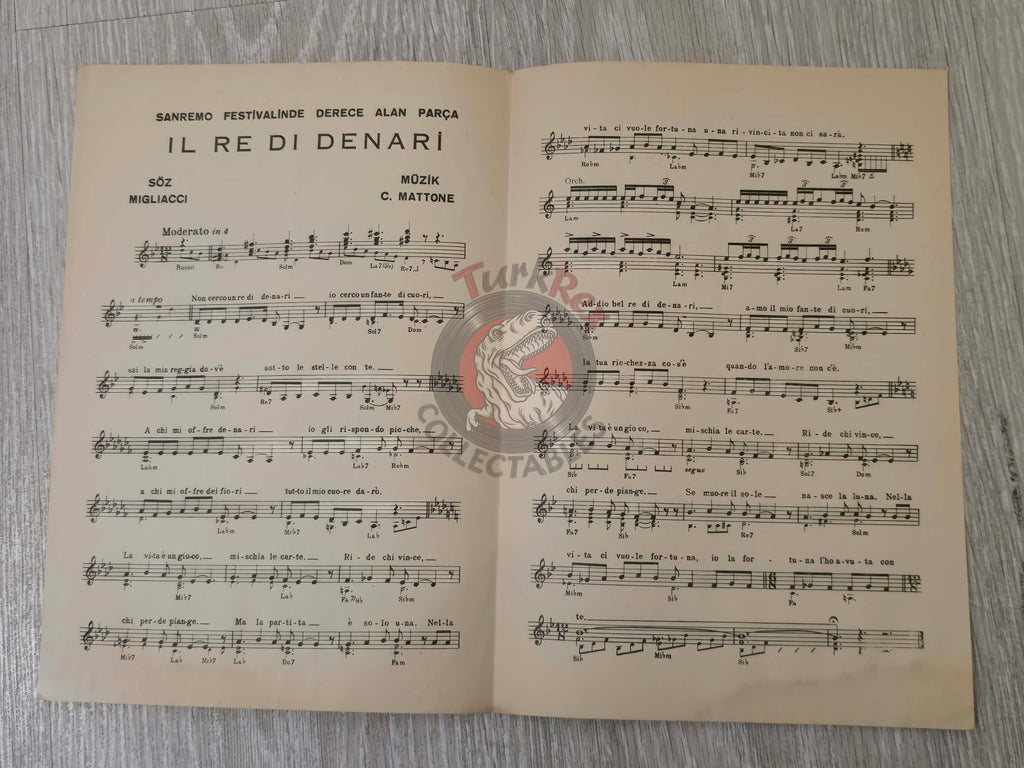 Nada – Il Re di Denari Turkish Vintage Musical Notes Sheet Turkey