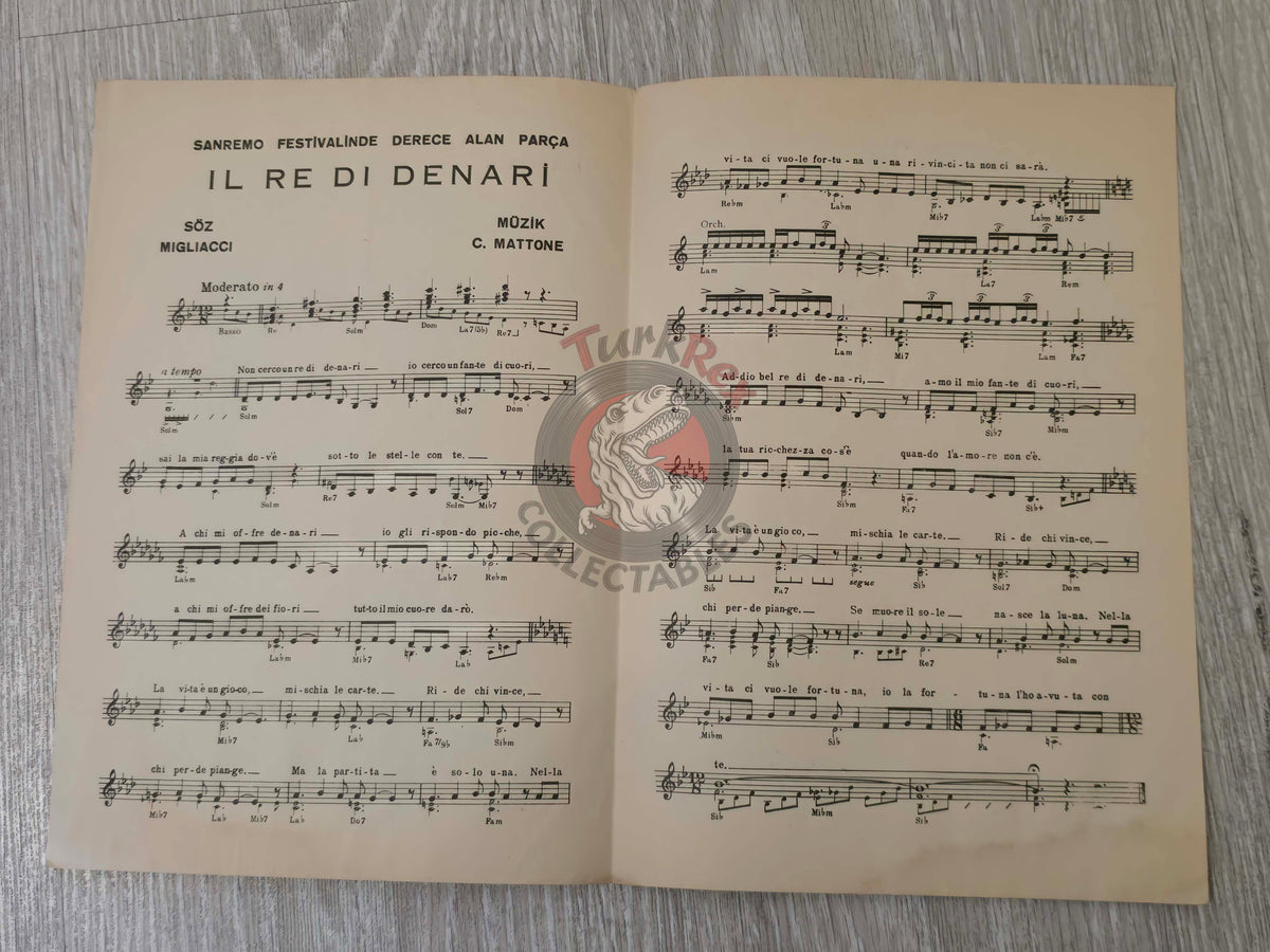 Nada – Il Re di Denari Turkish Vintage Musical Notes Sheet Turkey