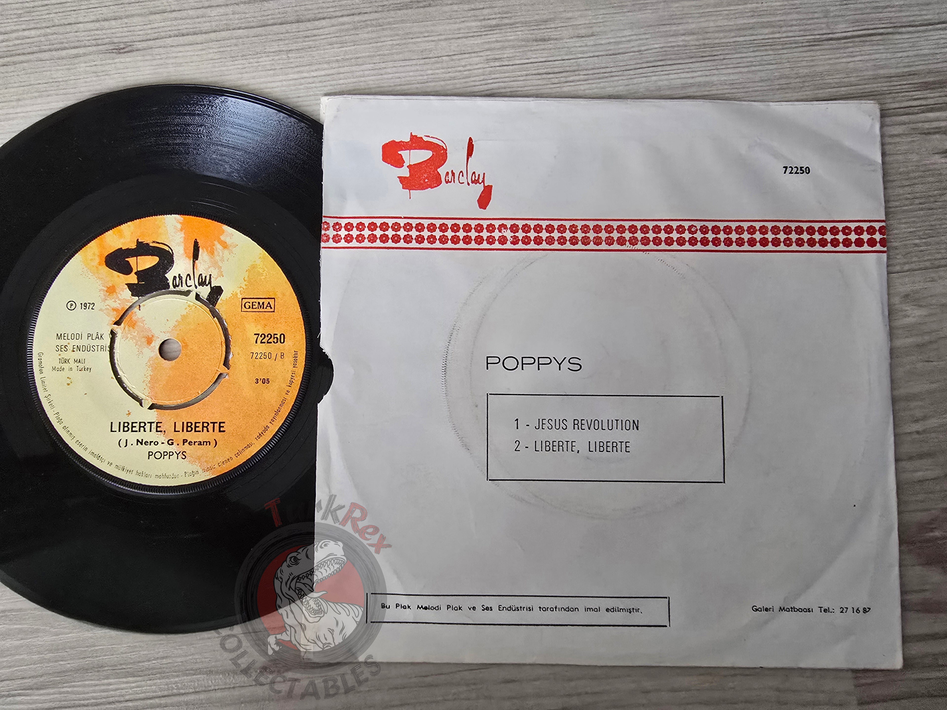 Poppys – Jésus Révolution 7" Turkish Pressing Vinyl Turkey Edition