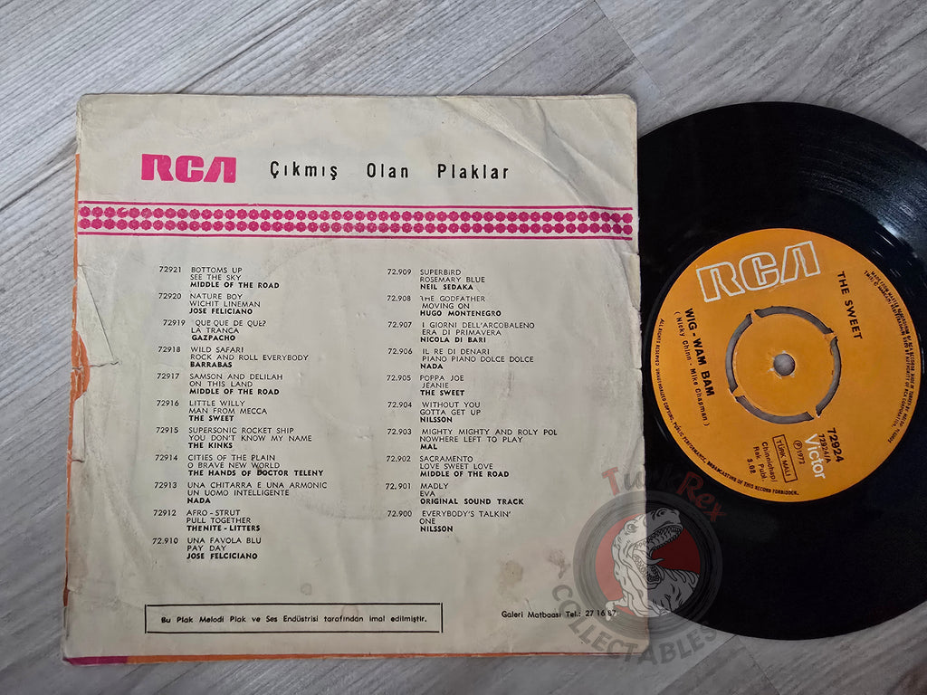 The Sweet – Wig Wam Bam 7" Turkish Pressing Vinyl Turkey Edition 1