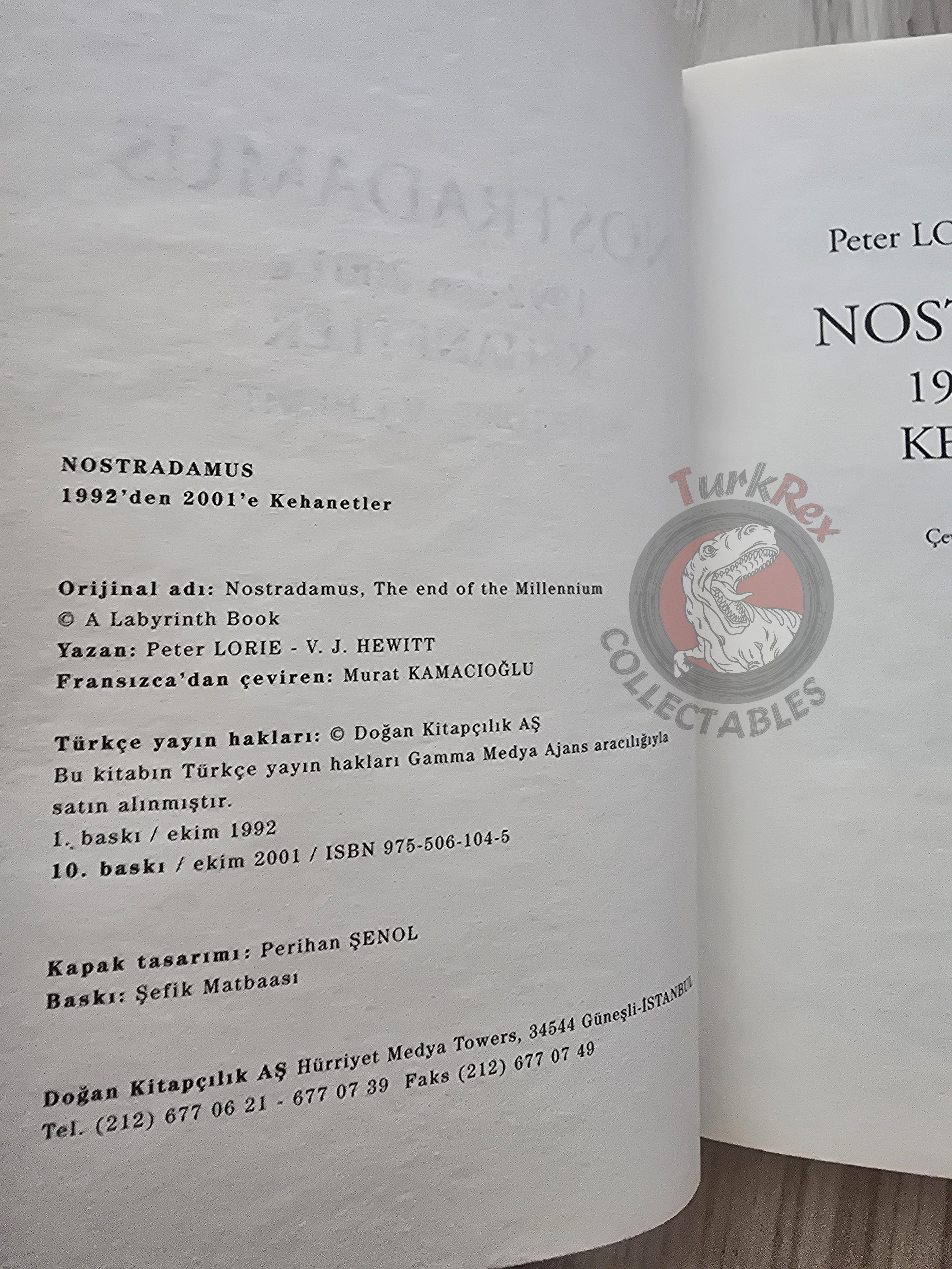 Peter Lorie – Nostradamus The End Of The Millennium 2001 Turkish Book Turkey
