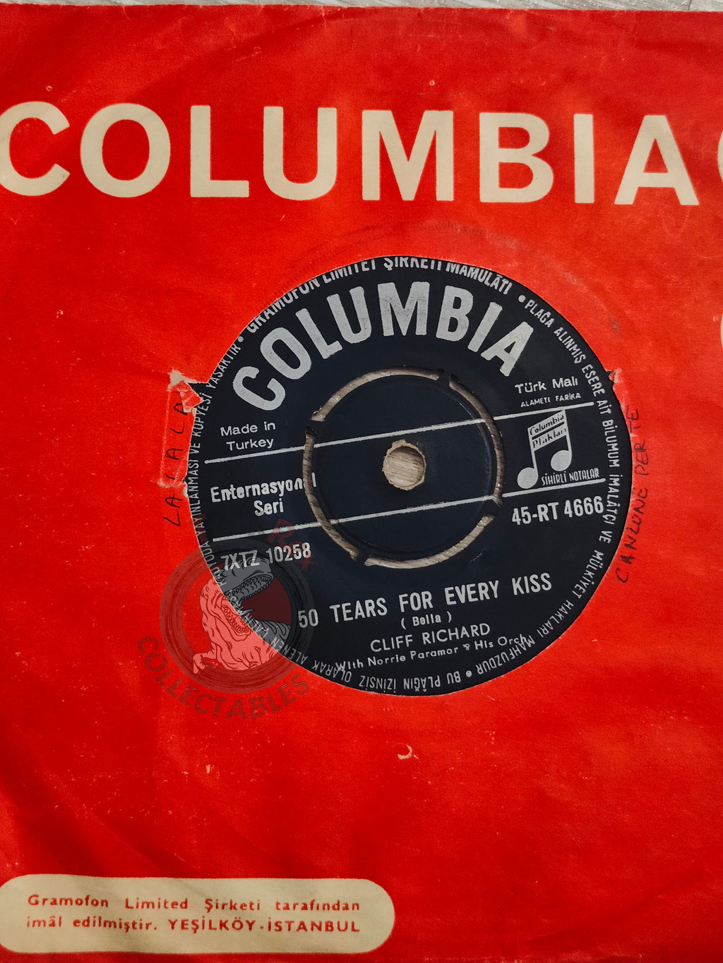Cliff Richard And The Shadows – Y'arriva 7" Turkish Pressing Vinyl Turkey Edition