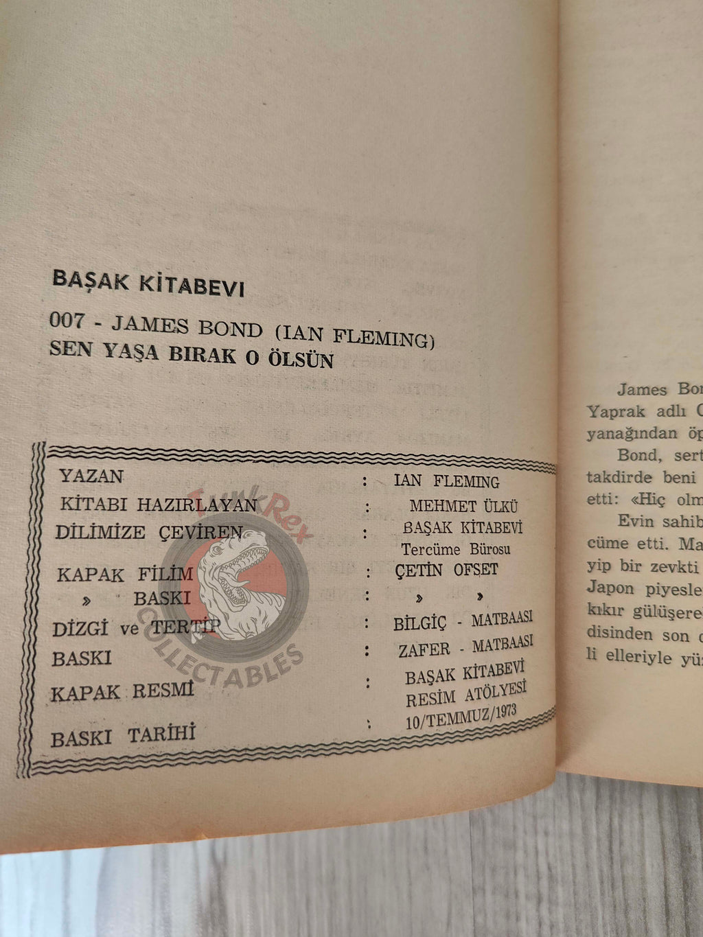 James Bond - Live and Let Die 1973 Turkish Book Turkey Ian Fleming