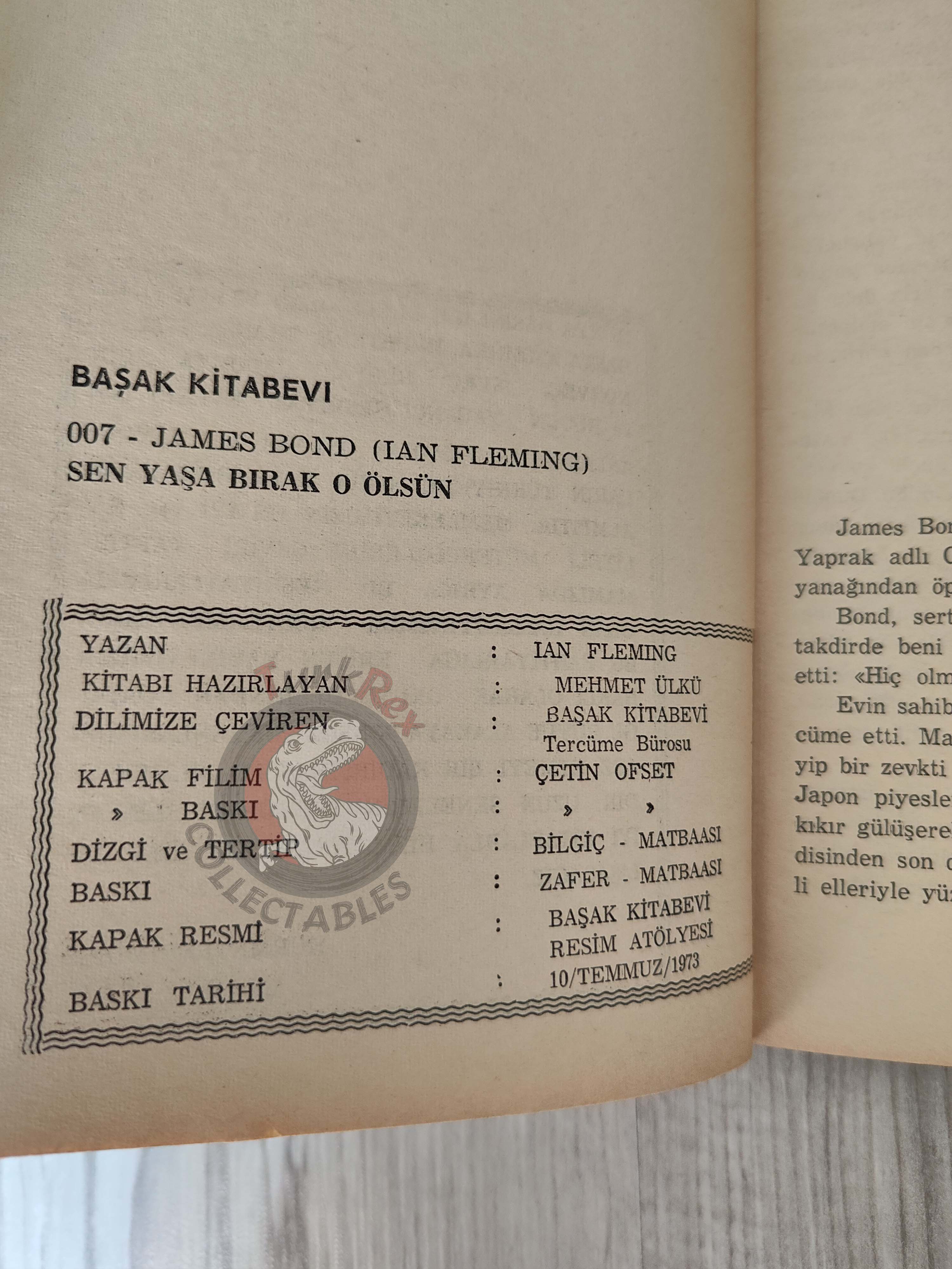 James Bond - Live and Let Die 1973 Turkish Book Turkey Ian Fleming