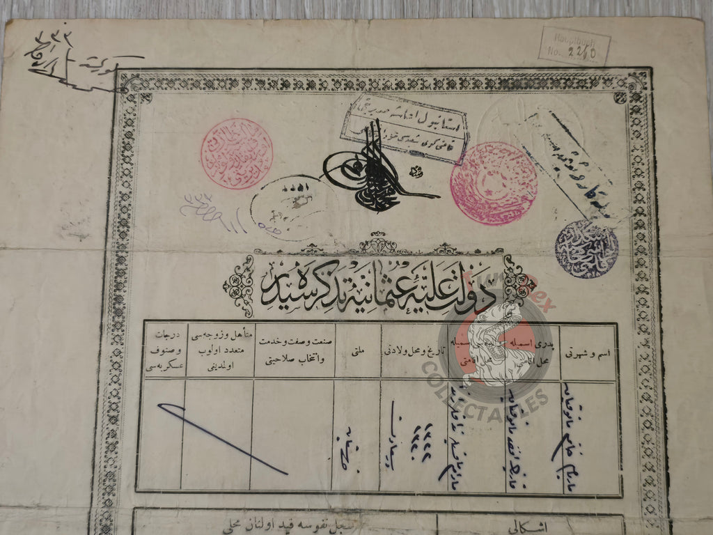 Ottoman Identity Document 1913 İstanbul Armenian Citizen Mariam Manoukian Armenia