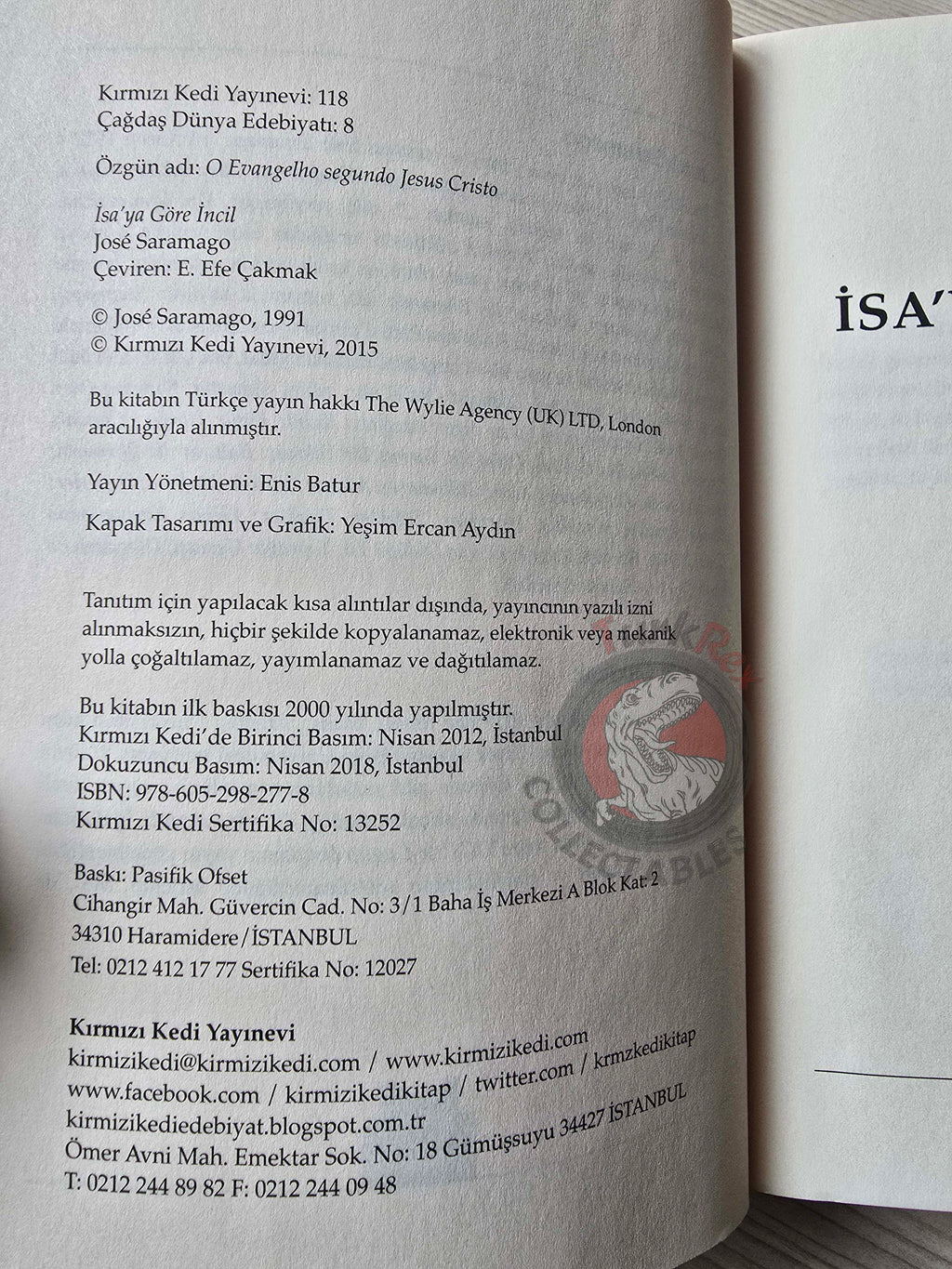 José Saramago –  The Gospel According To Jesus Christ 2018 Turkish Book Turkey