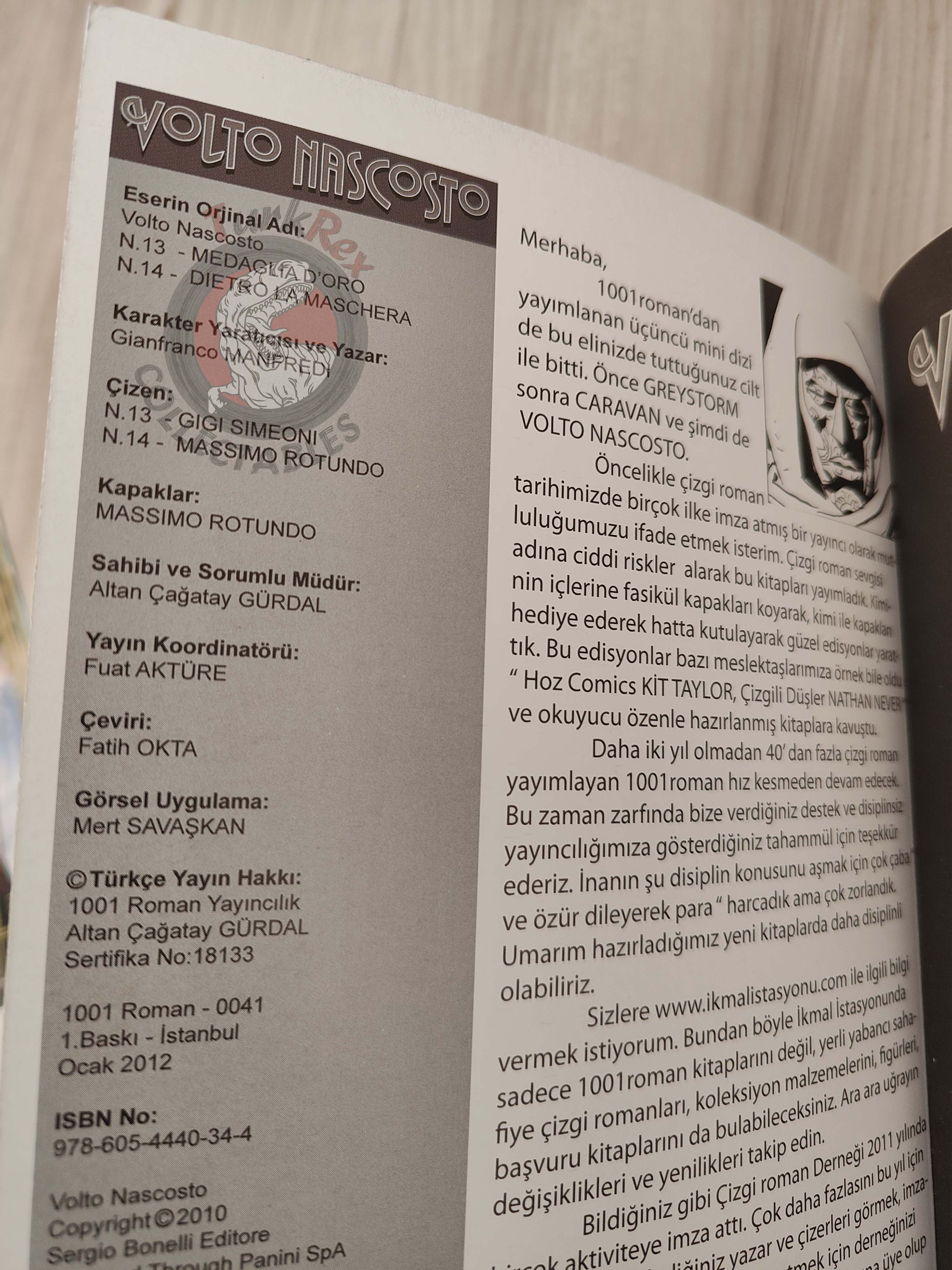 Volto Nascosto Vol #7 Medaglia d'oro Turkish Comic Turkey Bonelli #13 #14