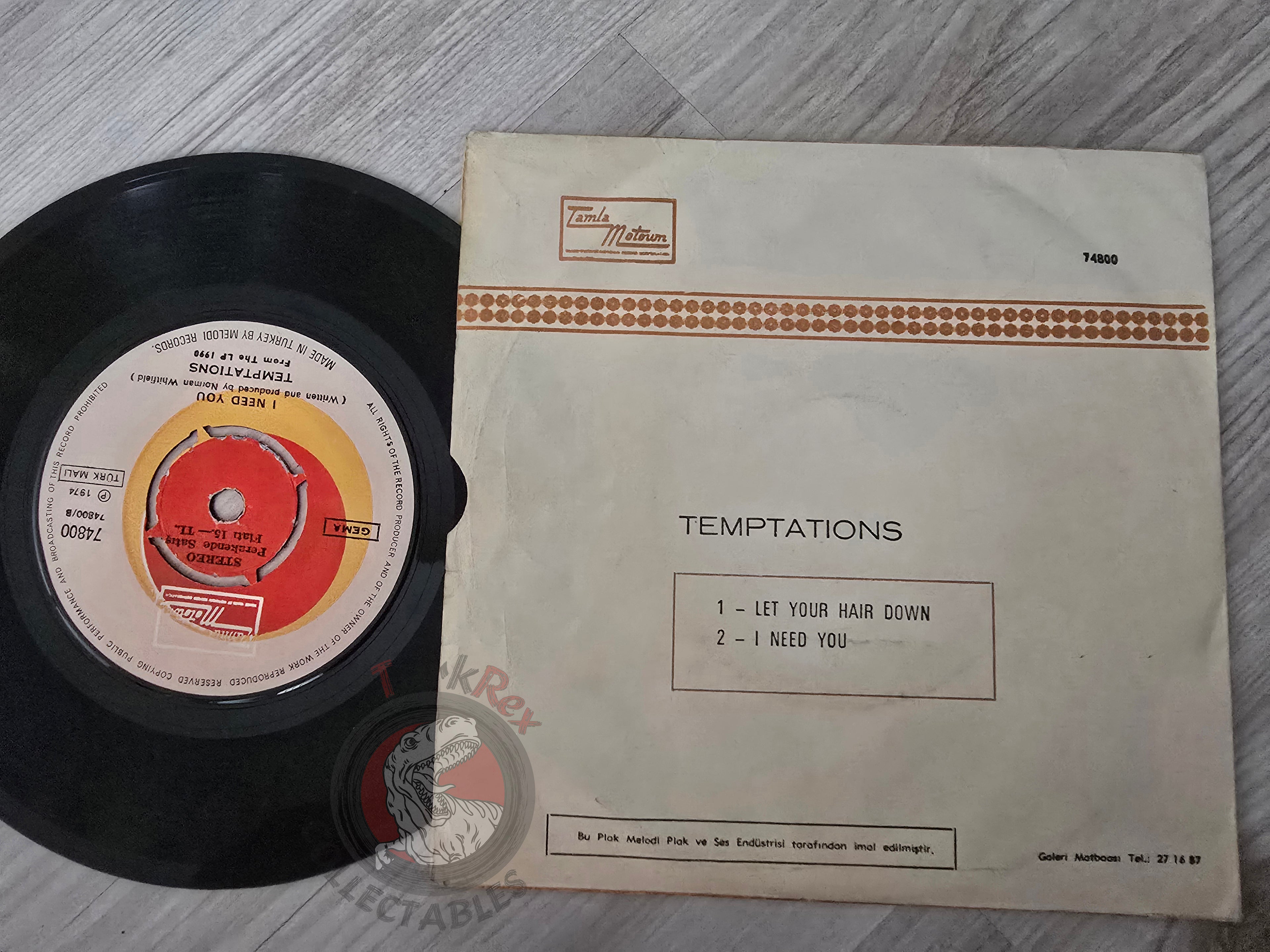 The Temptations – Let Your Hair Down 7" Turkish Pressing Vinyl Turkey Edition