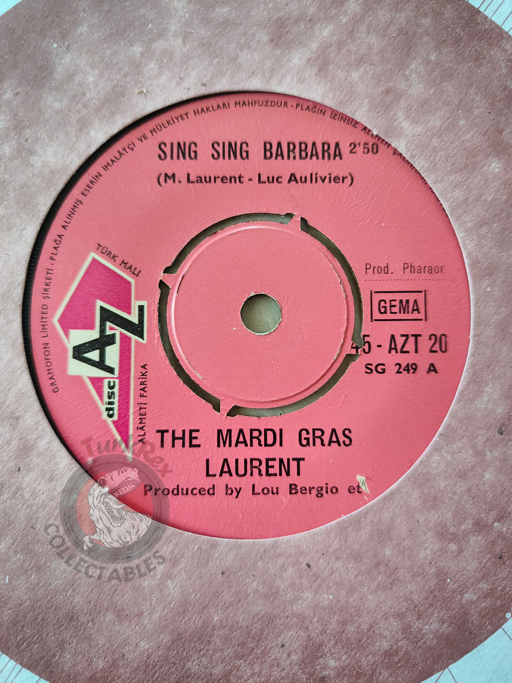 Michel Laurent – Sing Sing Barbara 7" Turkish Pressing Vinyl Turkey Edition
