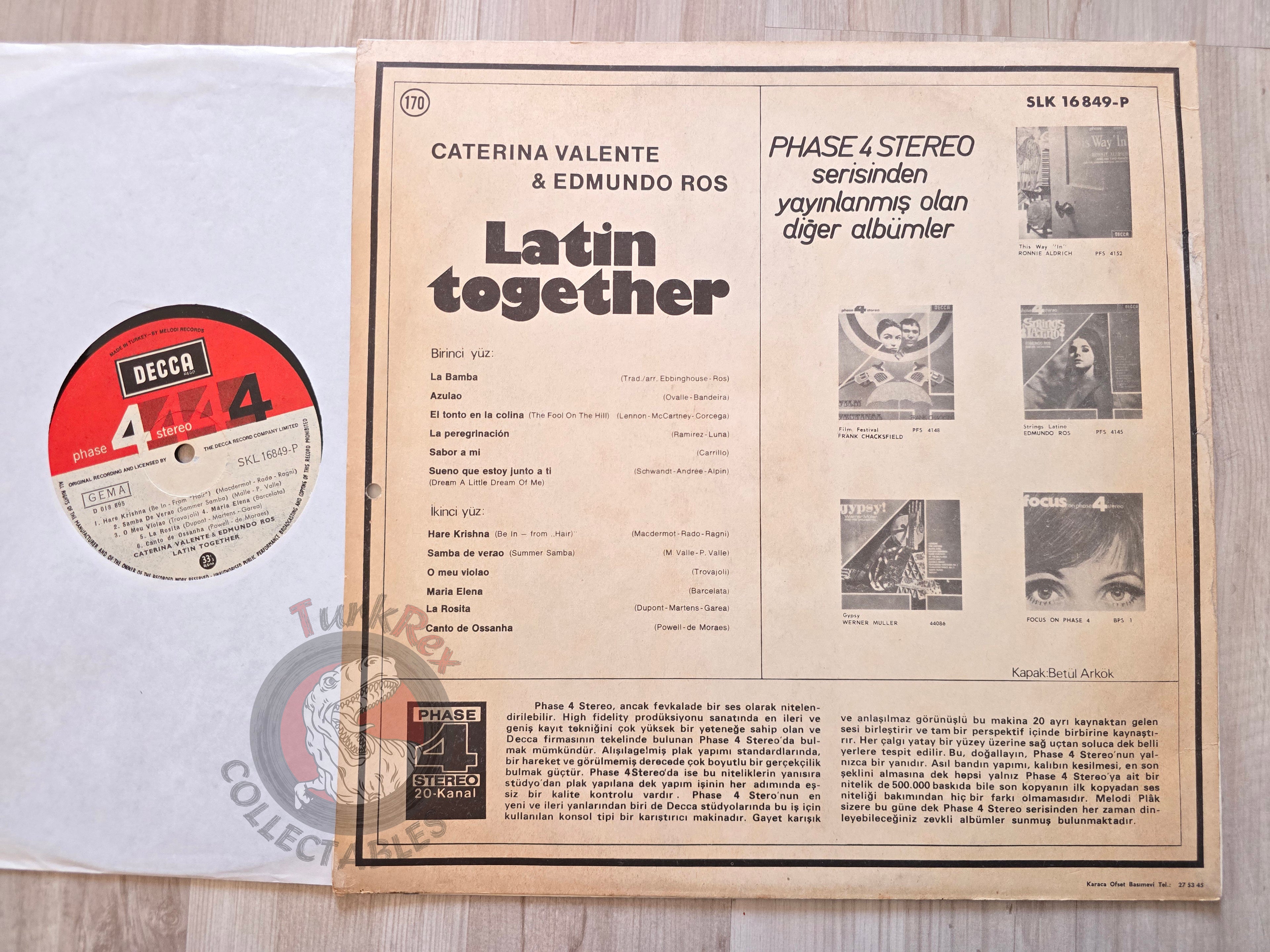 Caterina Valente & Edmundo Ros – Latin Together  Turkish Pressing Vinyl Turkey Edition