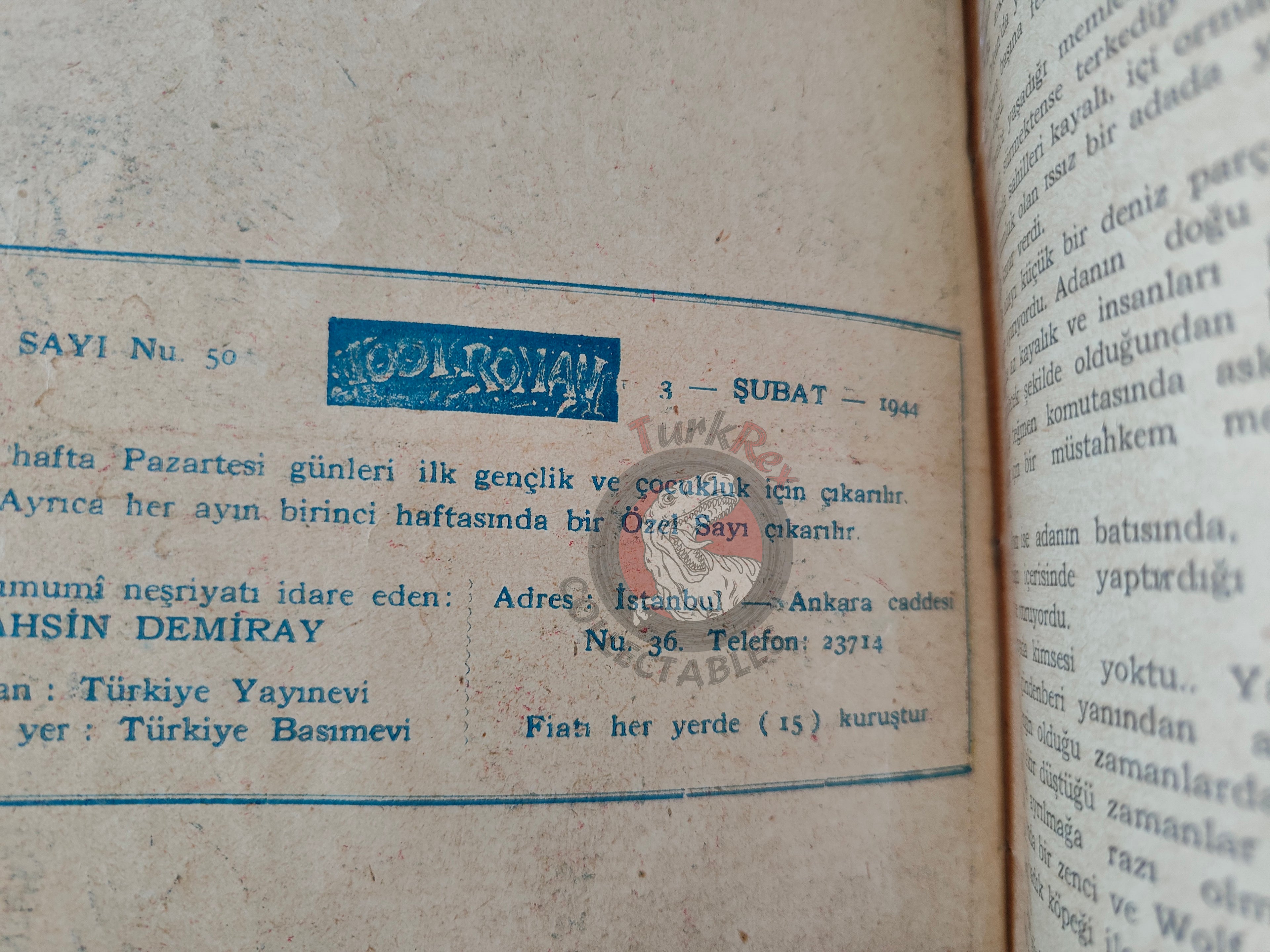 1001 Roman 1944 The Green Nest Turkish Comic Mag Turkey