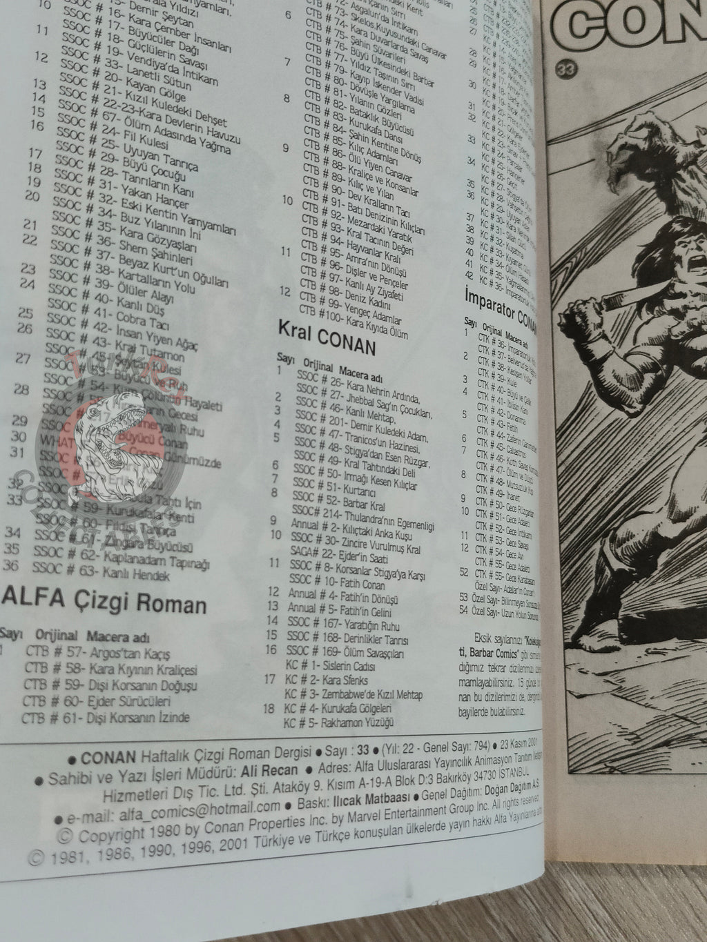 Conan #33 The Savage Sword of Conan #59 #60 Turkish Comic Turkey