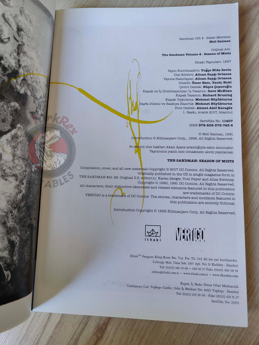 The Sandman Vol #4: Season of Mists Turkish Comic Turkey