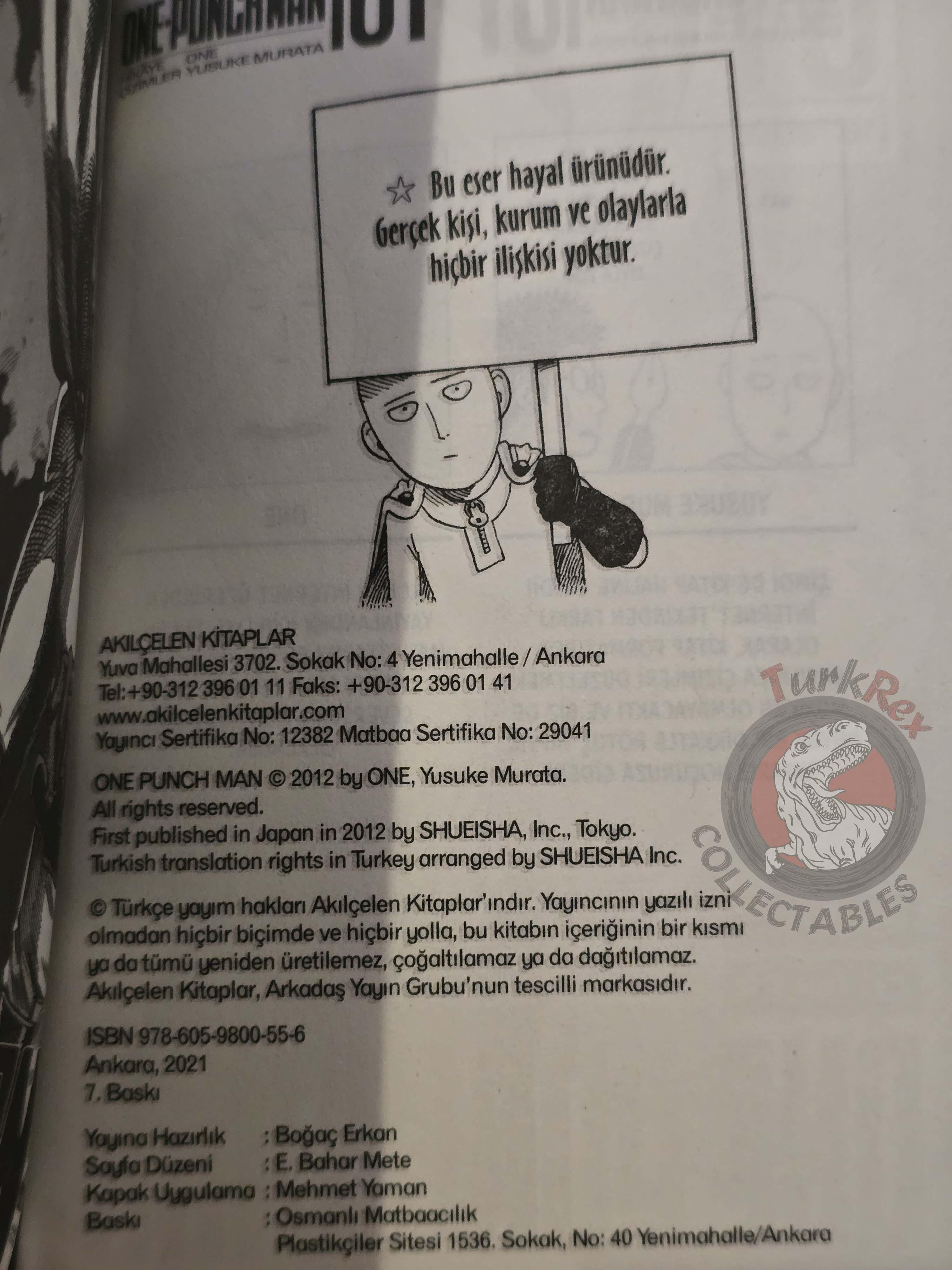 One-Punch Man #1 Turkish Comic Turkey Manga Yusuke Murata