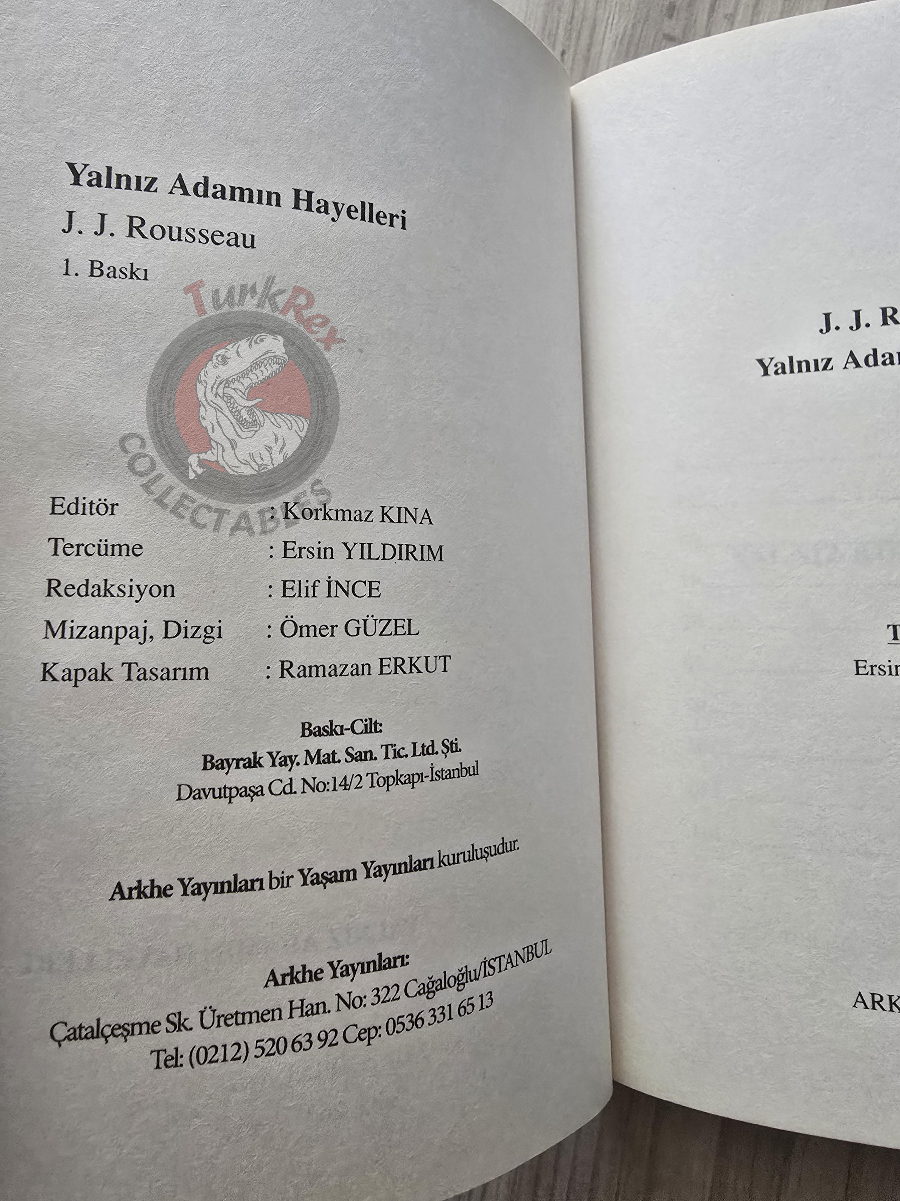Jean-Jacques Rousseau – Reveries of a Solitary Walker 2007 Turkish Book Turkey 2