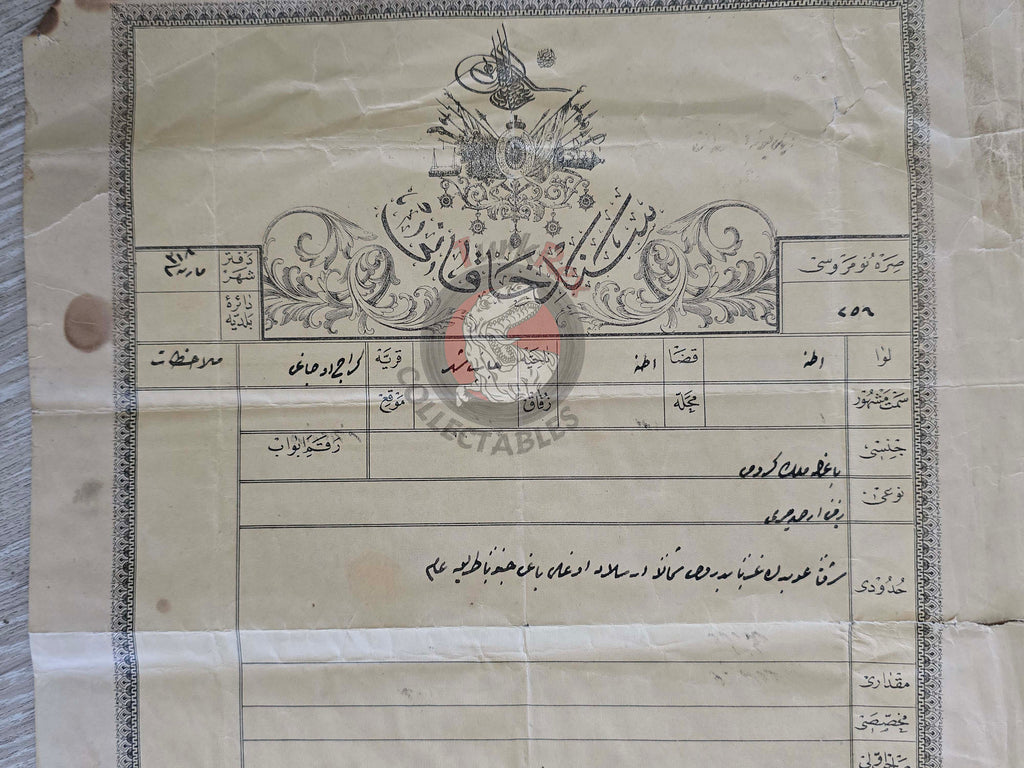 Ottoman 1902 Land Deed Vineyard in Adana Title Armenian Citizens Armenia