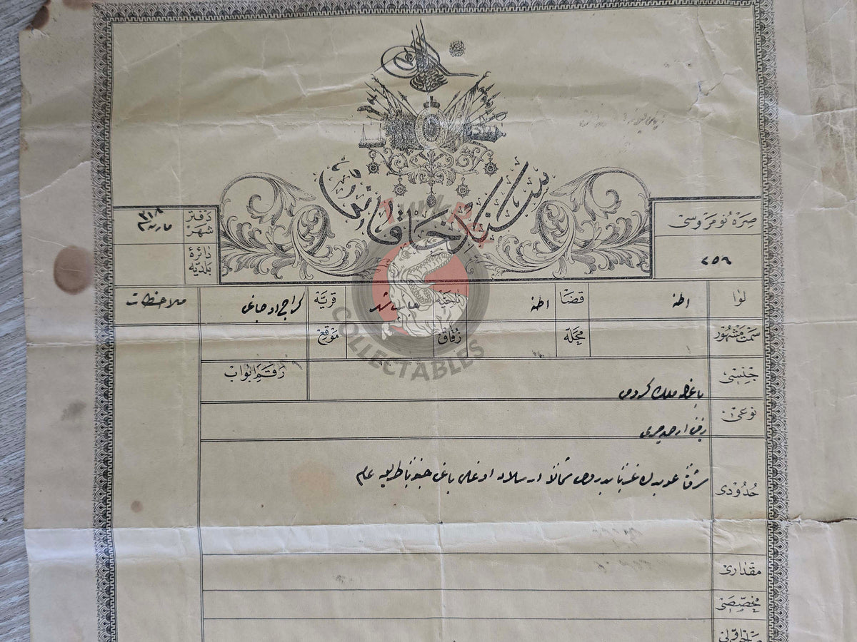 Ottoman 1902 Land Deed Vineyard in Adana Title Armenian Citizens Armenia