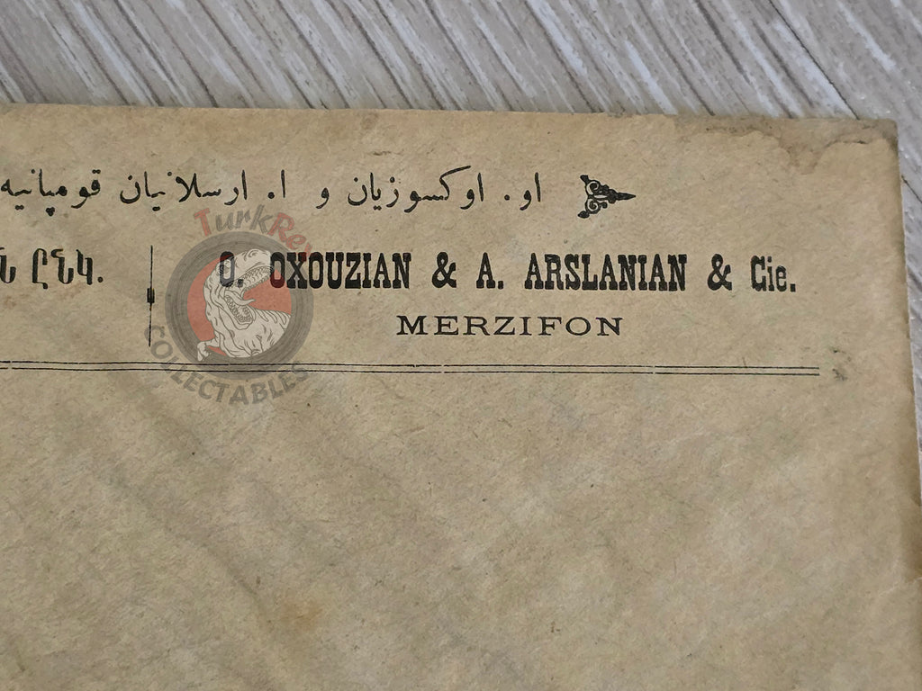 Ottoman Armenian Company Envelope O. Öksüzyan & A. Arslanyan Merzifon Armenia