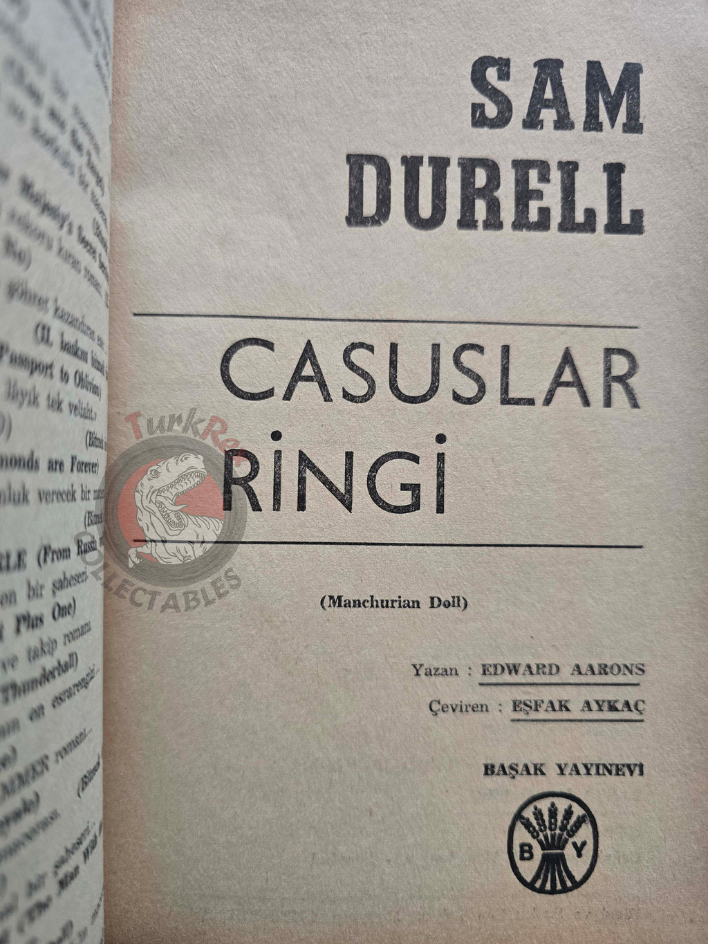 Edward Aarons – Sam Durell  Manchurian Doll  1966 1st Turkish Book Turkey