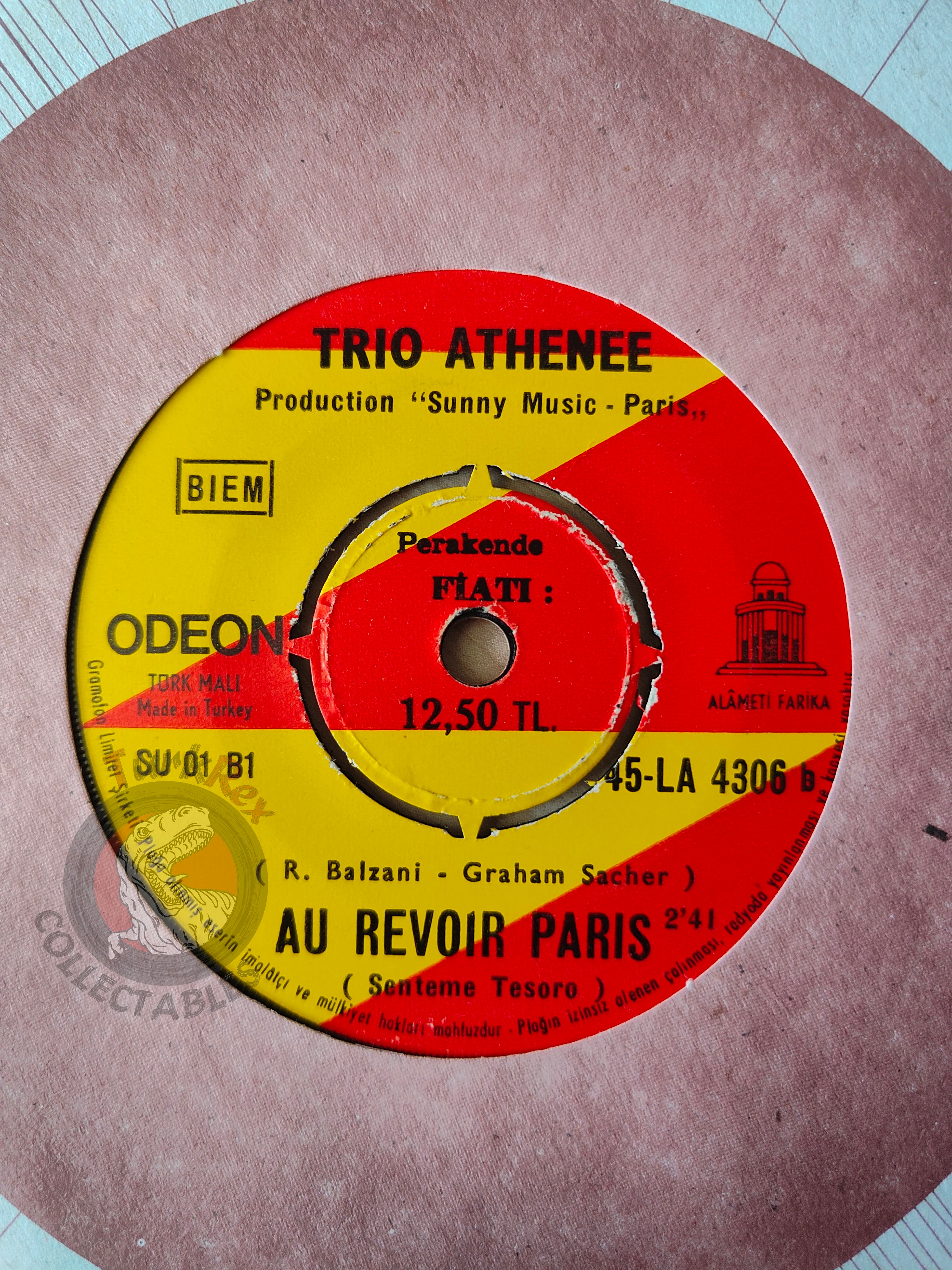 Trio Athénée – Trois Guitares 7" Turkish Pressing Vinyl Turkey Edition
