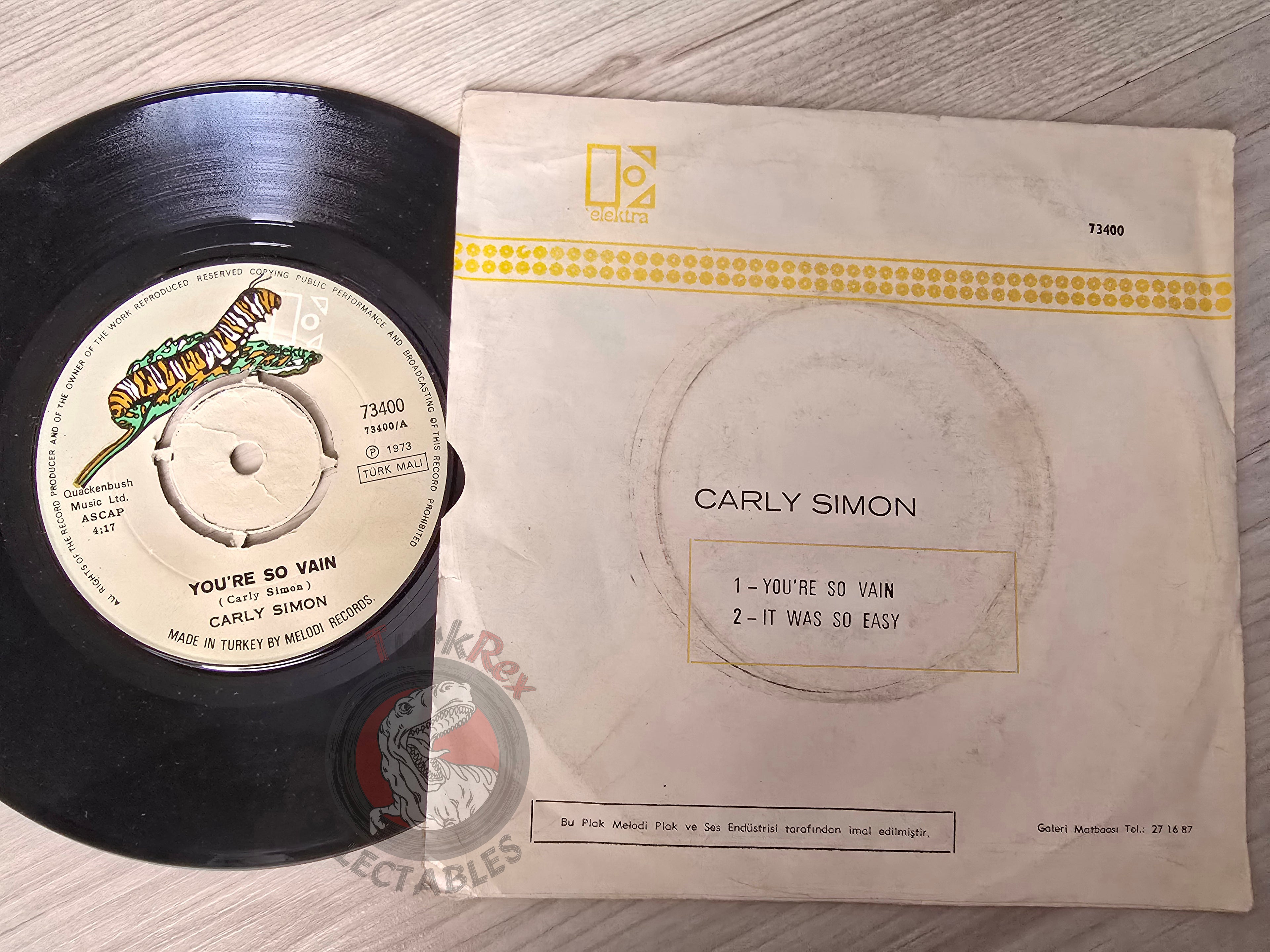 Carly Simon – You're So Vain 7" Turkish Pressing Vinyl Turkey Edition