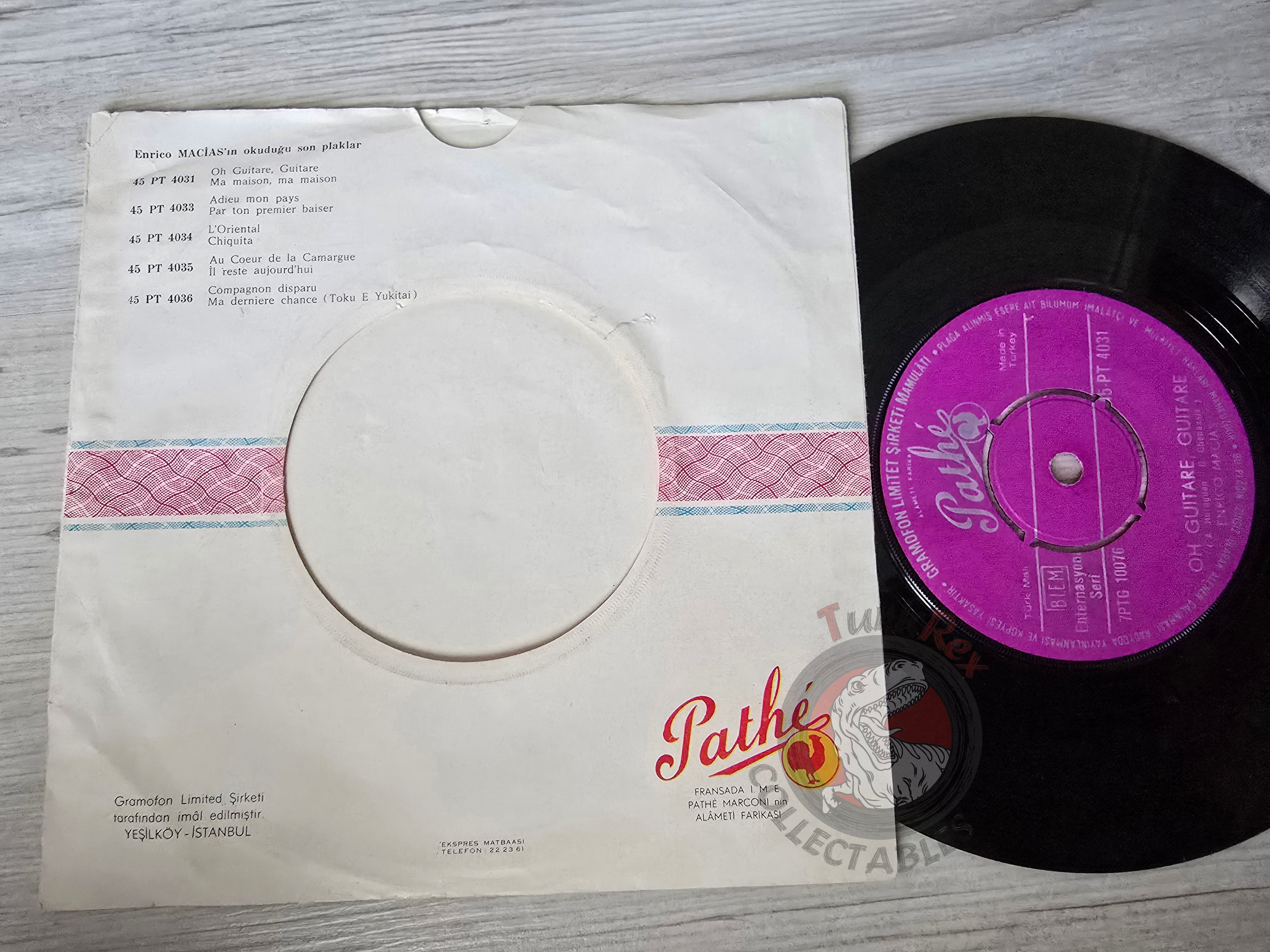 Enrico Macias – Oh Guitare, Guitare 7" Turkish Pressing Vinyl Turkey Edition