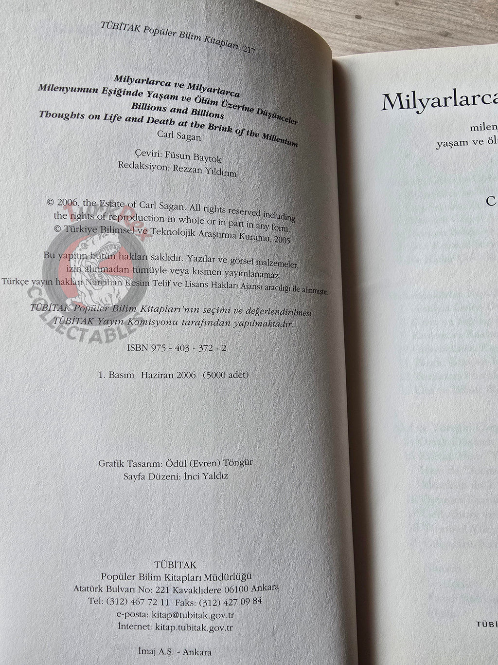 Carl Sagan – Billions And Billions 2006 Thoughts On Life And Death 1st Turkish Book Turkey
