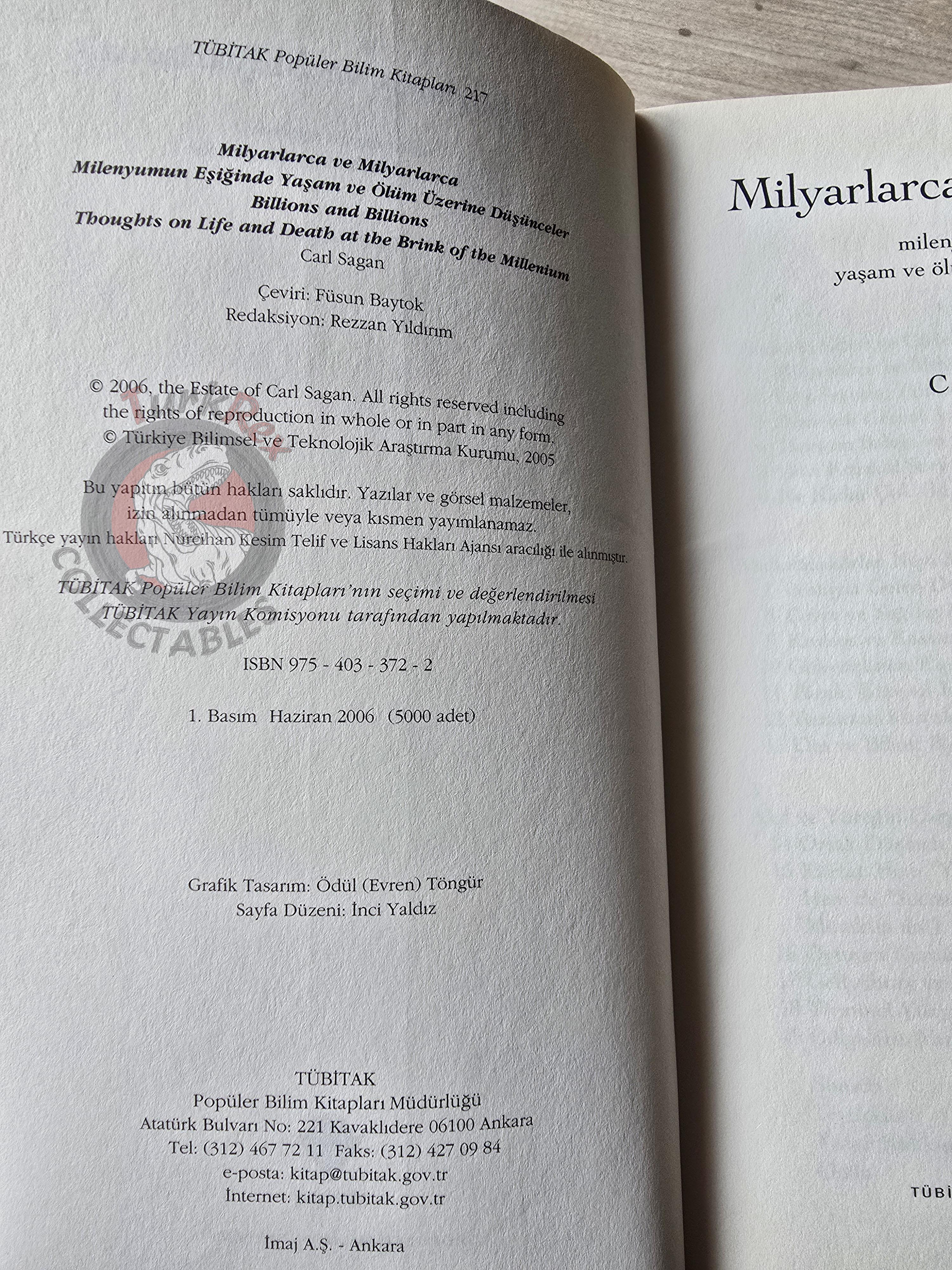 Carl Sagan – Billions And Billions 2006 Thoughts On Life And Death 1st Turkish Book Turkey