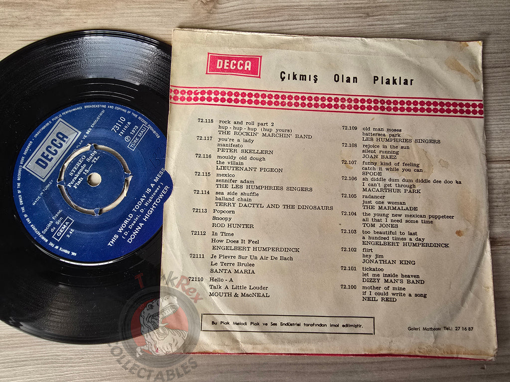 Donna Hightower – This World Today Is A Mess 7" Turkish Pressing Vinyl Turkey Edition