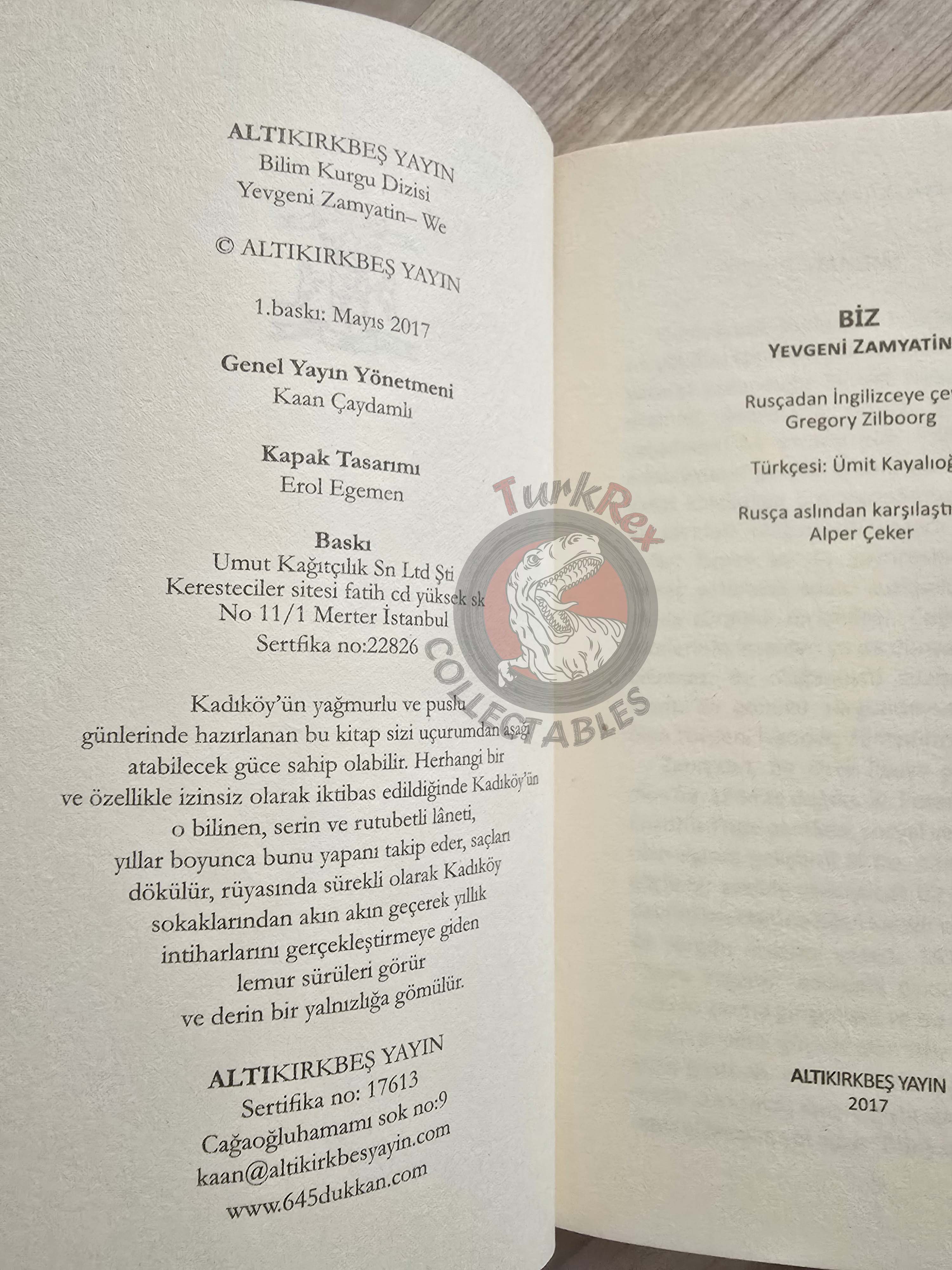 Yevgeni Zamyatin – We 2017 Turkish Book Turkey Mıy