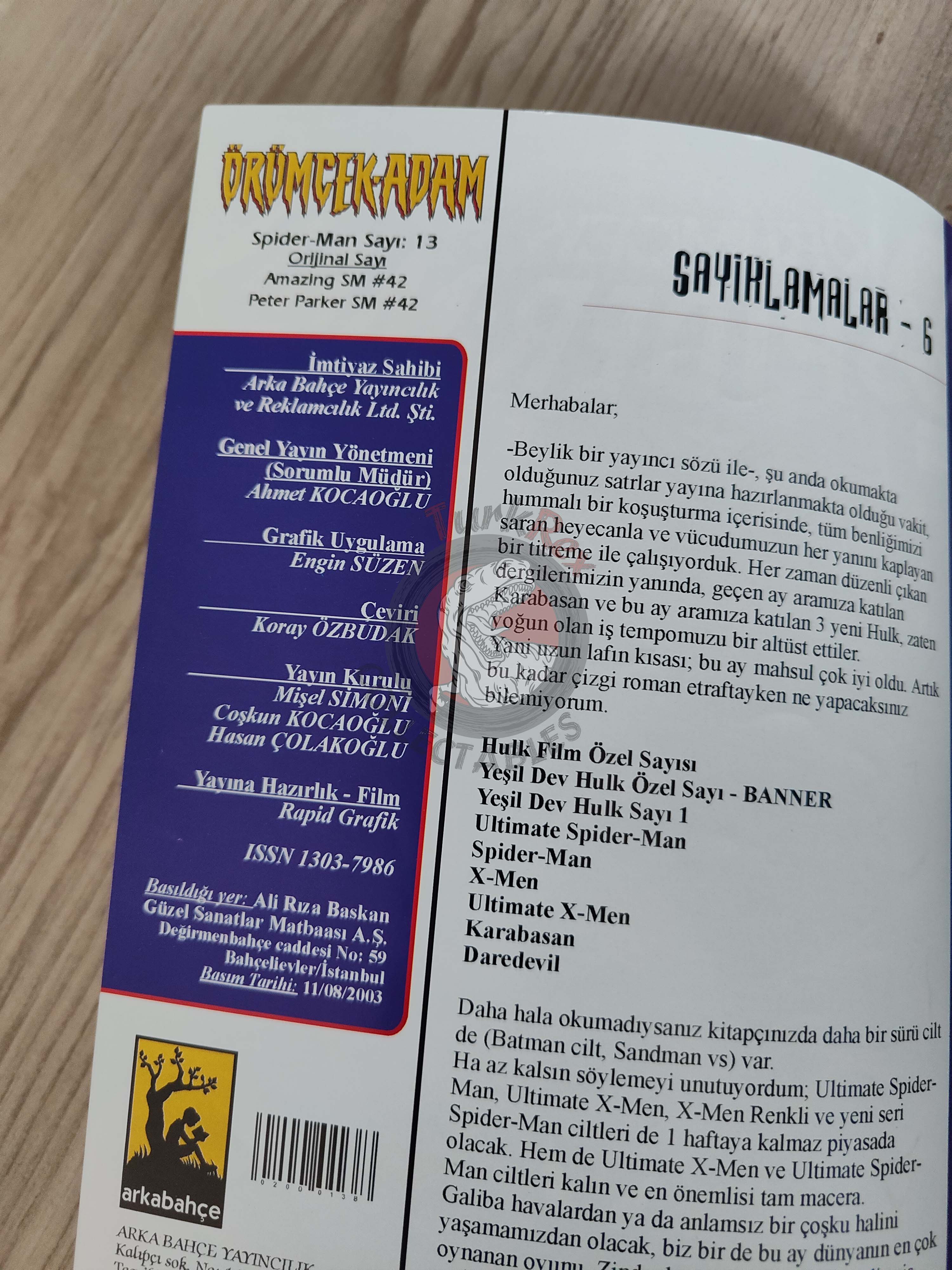 Spider-Man #13 2003 Turkish Comic Turkey The Amazing #42 Peter Parker #42