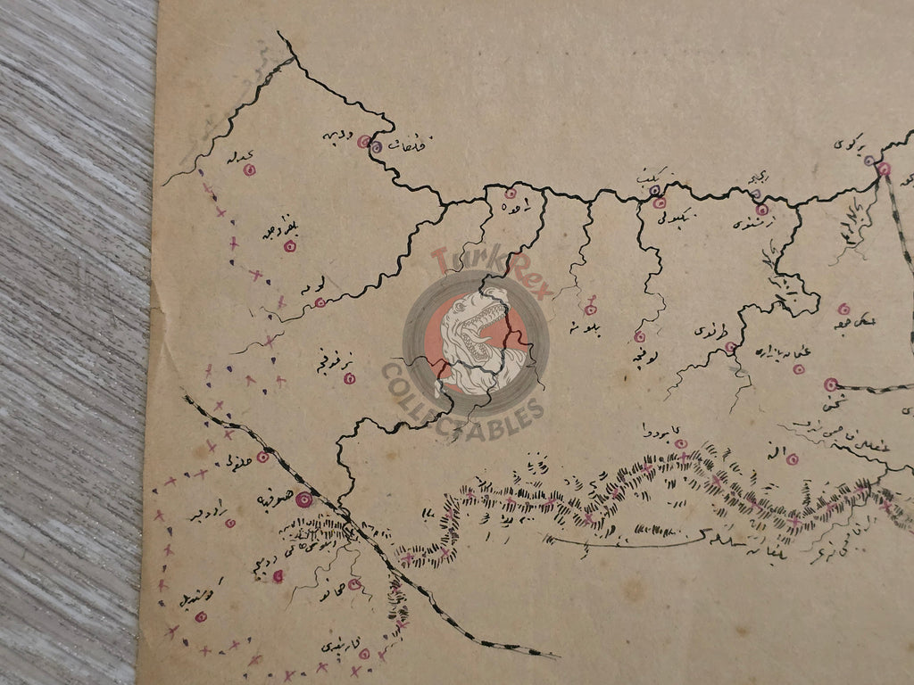 Ottoman Empire Hand-Drawn Map Eastern Bulgarian State 1890s Manuscript Varna Bulgaria