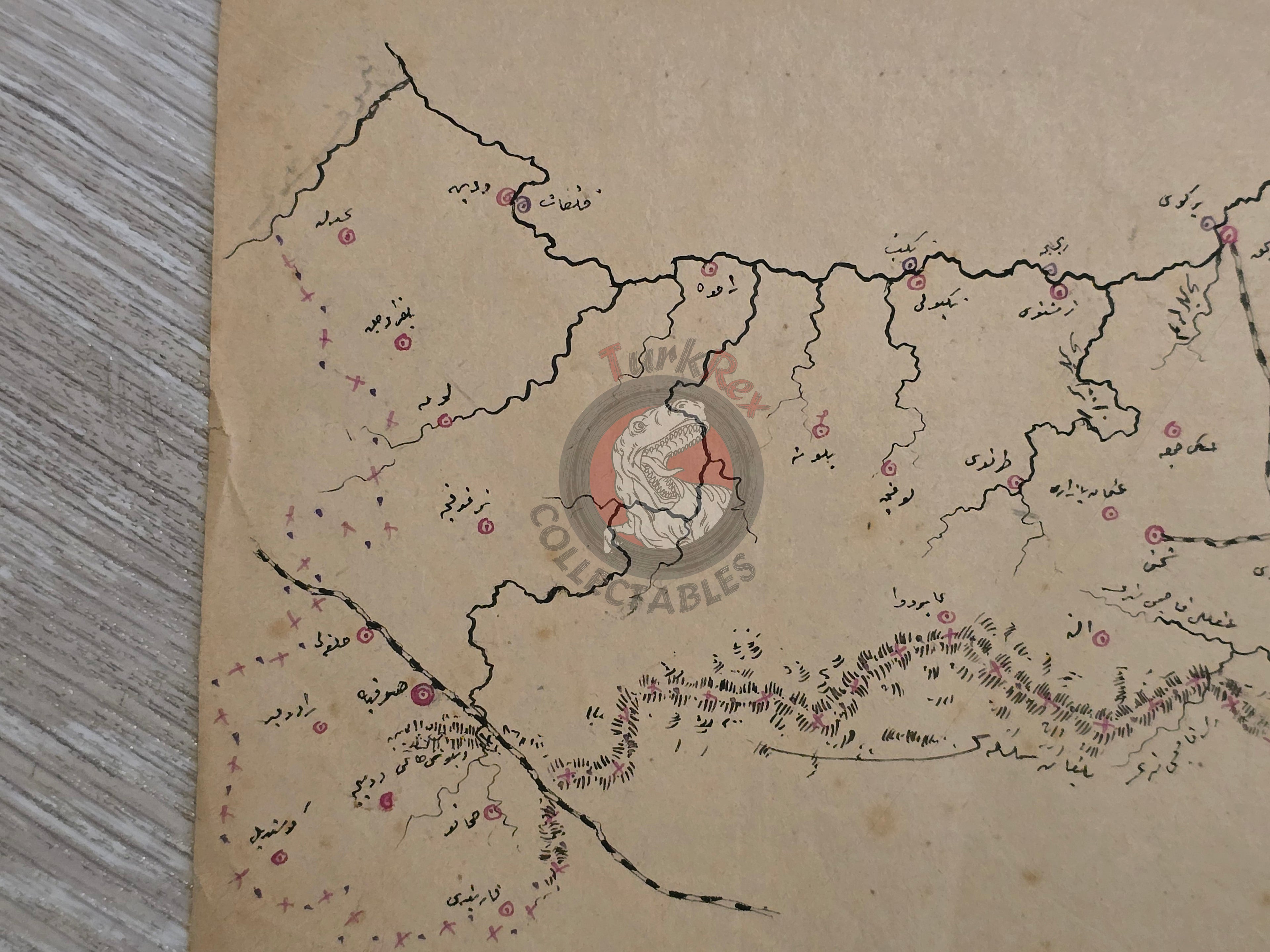 Ottoman Empire Hand-Drawn Map Eastern Bulgarian State 1890s Manuscript Varna Bulgaria