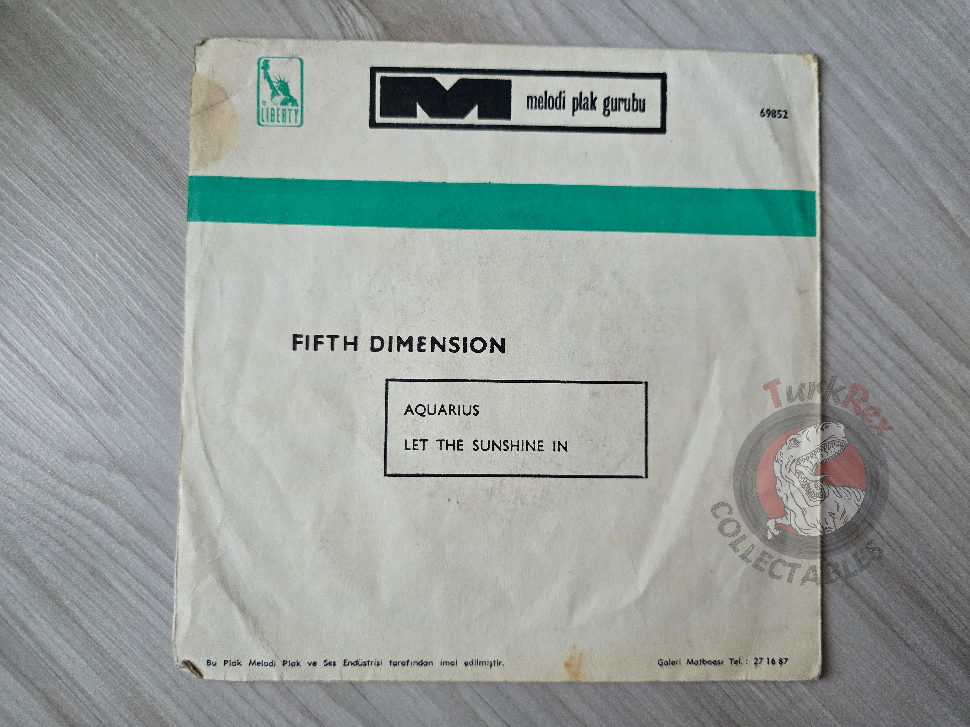 The Fifth Dimension – Aquarius 7" Turkish Pressing Cover Only Turkey Edition