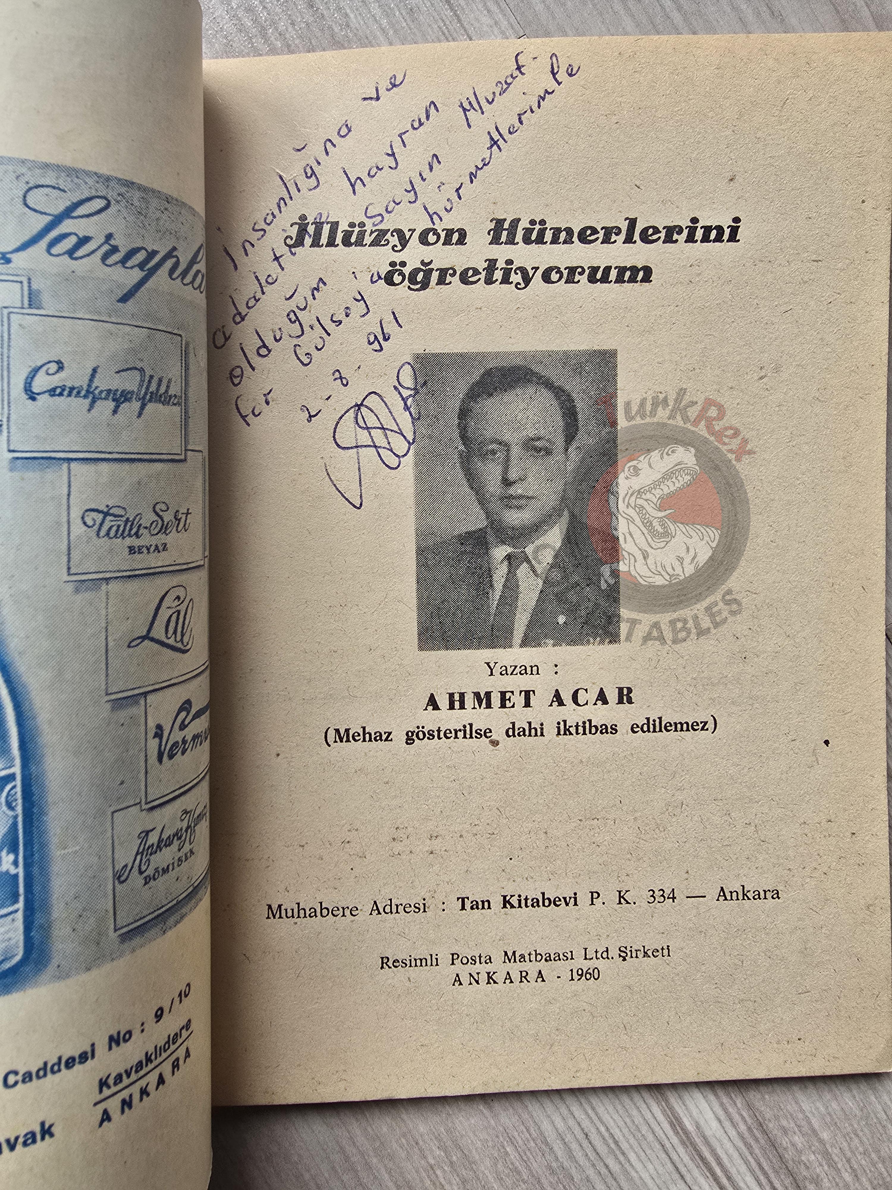 Ahmet Acar – I Am Teaching Illusion 1960 1st Turkish Book Turkey Illustrated Stage Magic