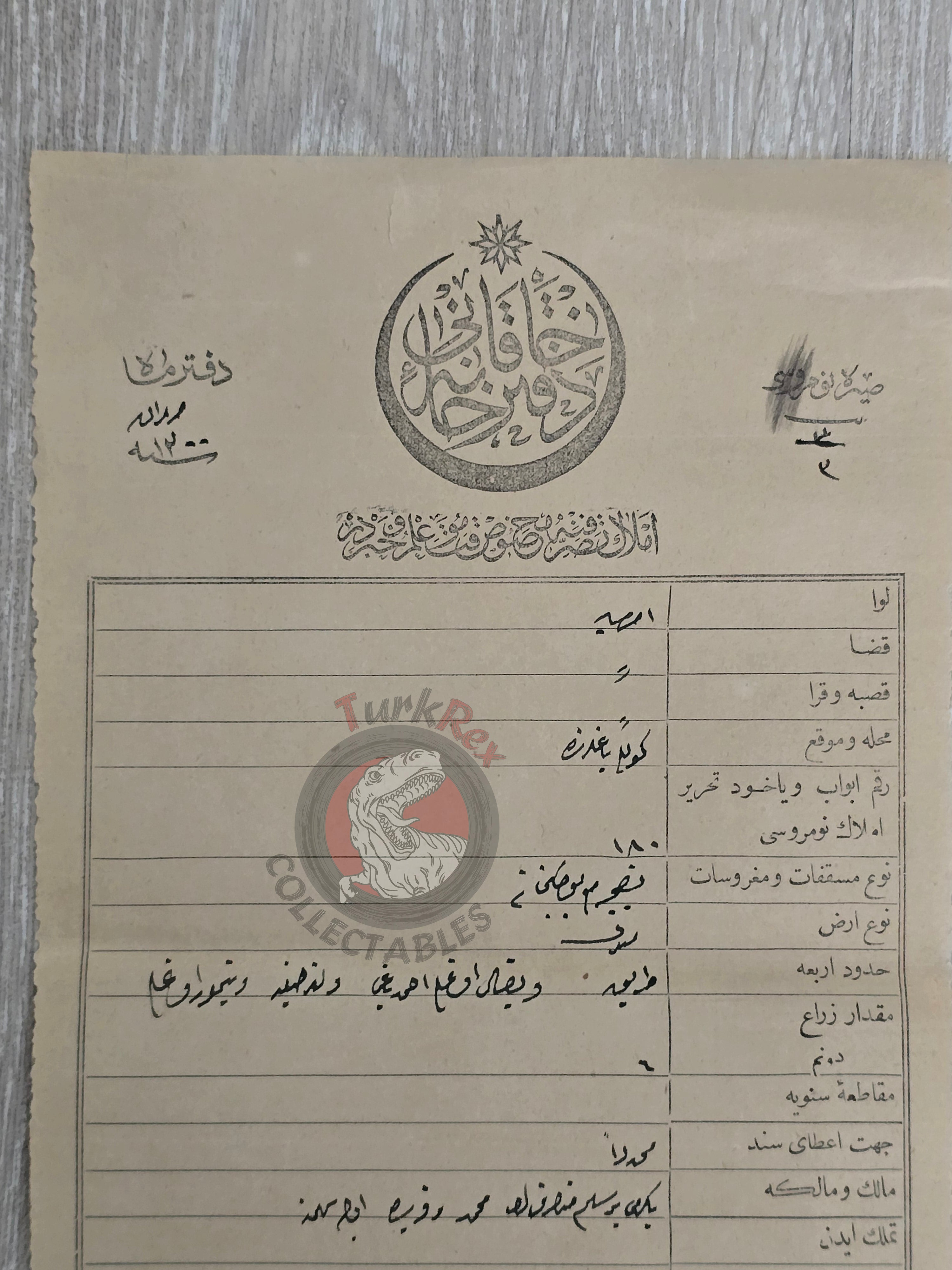 Ottoman 1879 Land Deed Garden in Amasya Göllü Title Deed