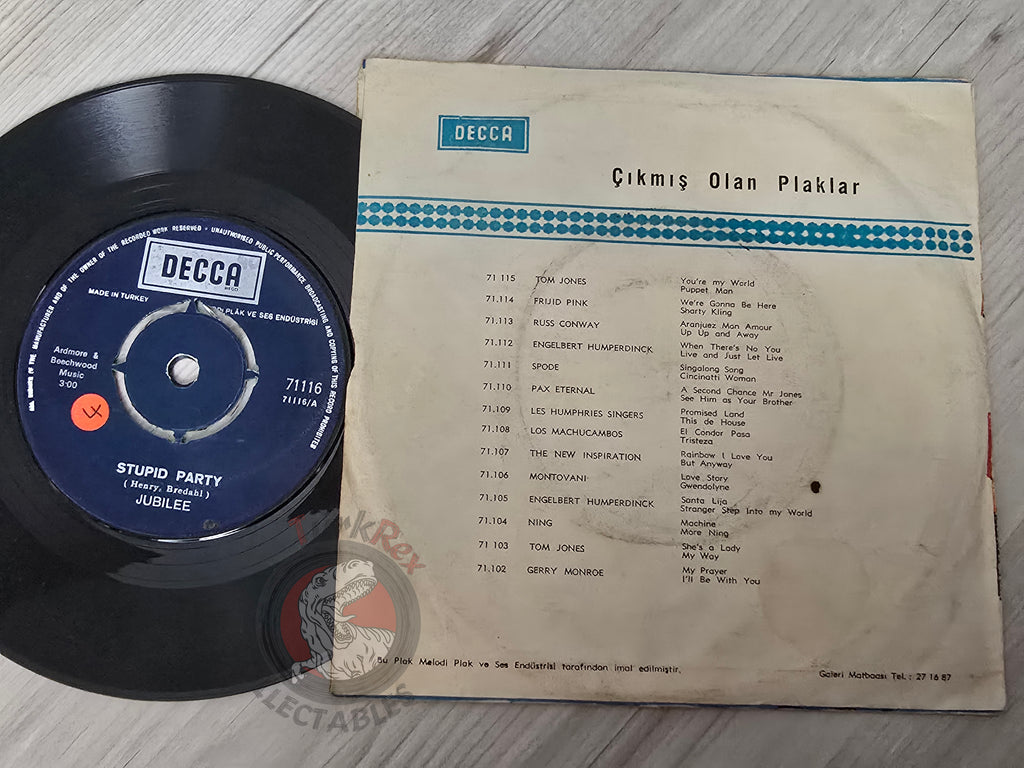 Jubilee – Stupid Party / Going West 7" Turkish Pressing Vinyl Turkey Edition