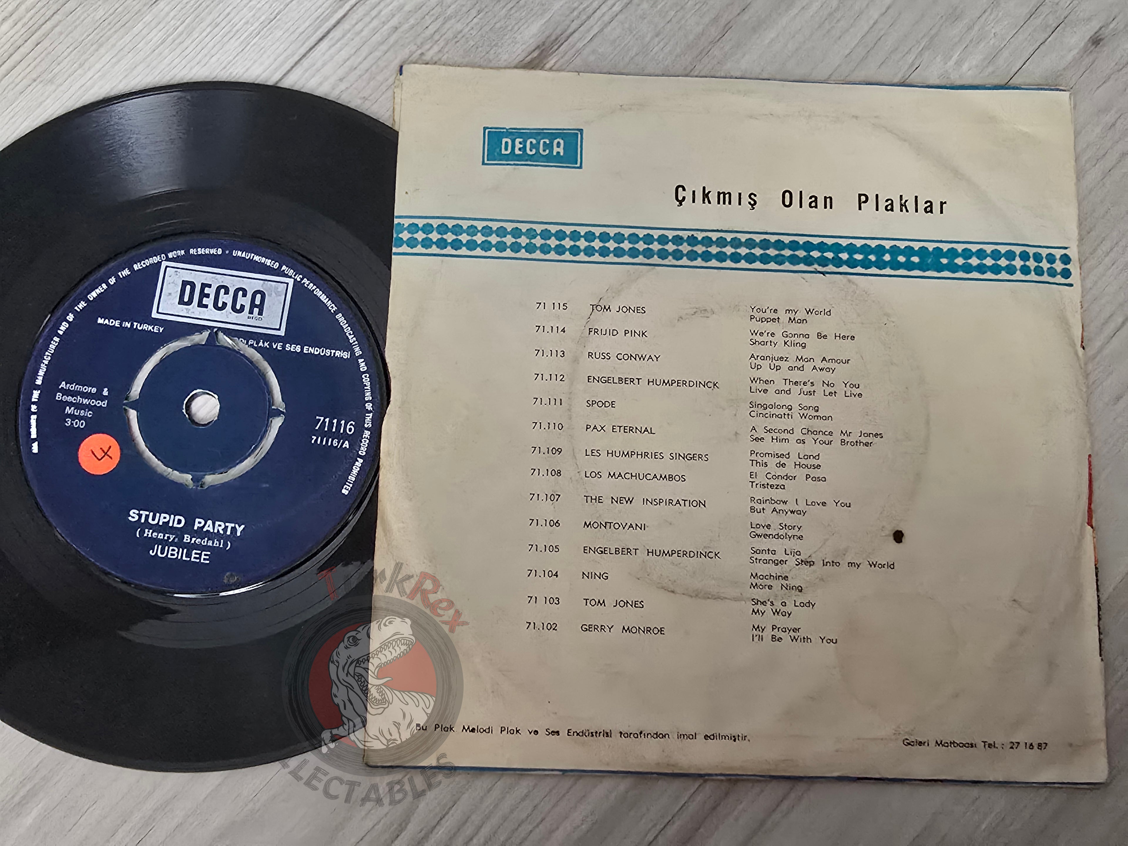 Jubilee – Stupid Party / Going West 7" Turkish Pressing Vinyl Turkey Edition