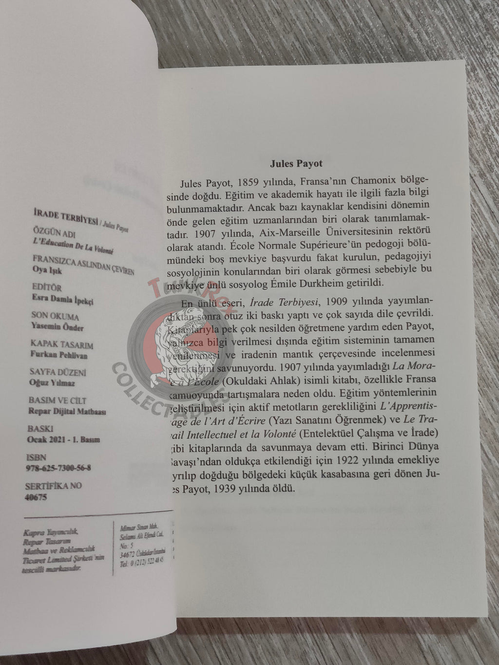 Jules Payot – The Education of the Will 2021 Turkish Book Turkey