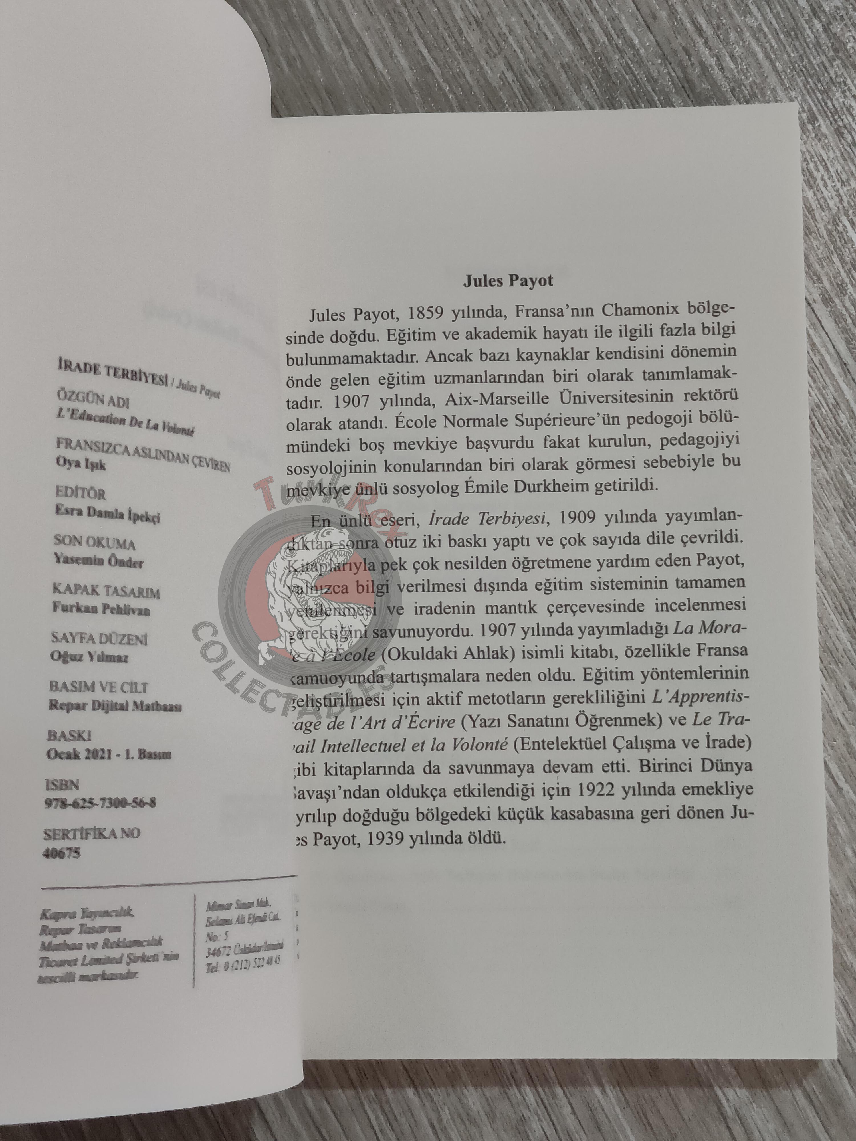 Jules Payot – The Education of the Will 2021 Turkish Book Turkey