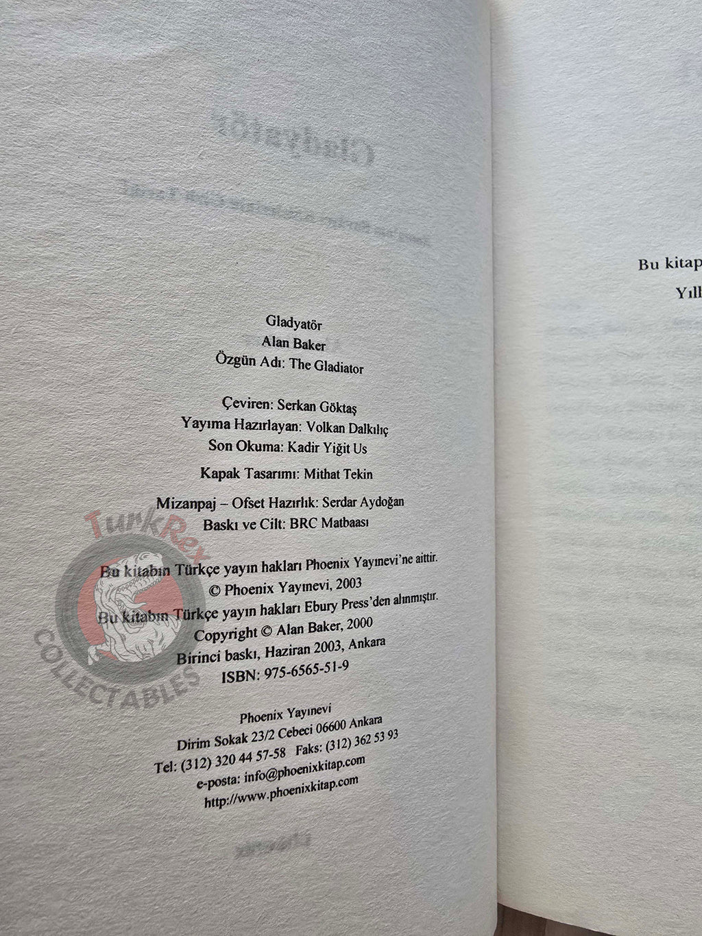 Alan Baker – The Gladiator 2003 Turkish Book Turkey