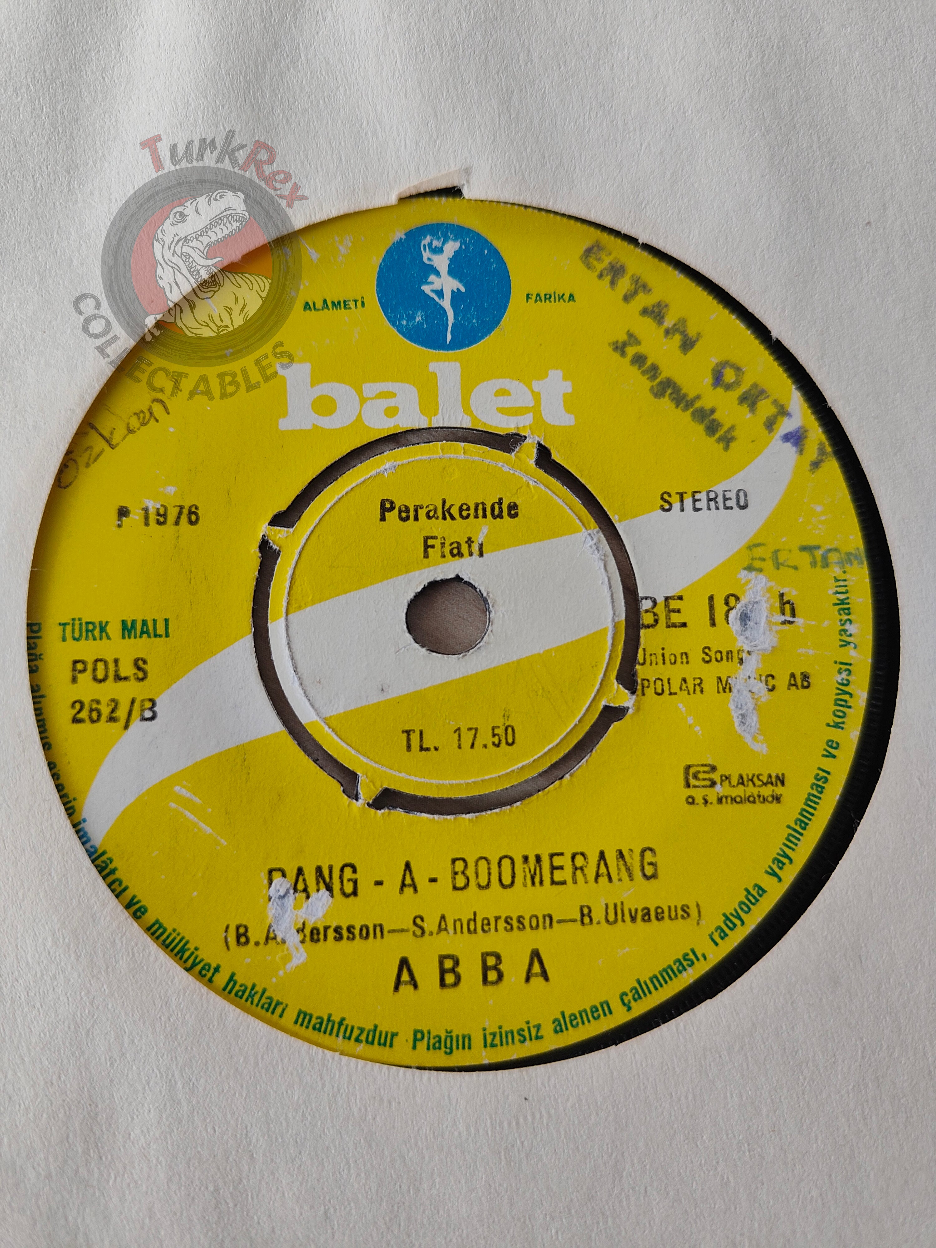 ABBA – Mamma Mia 7" Turkish Pressing Vinyl Turkey Edition