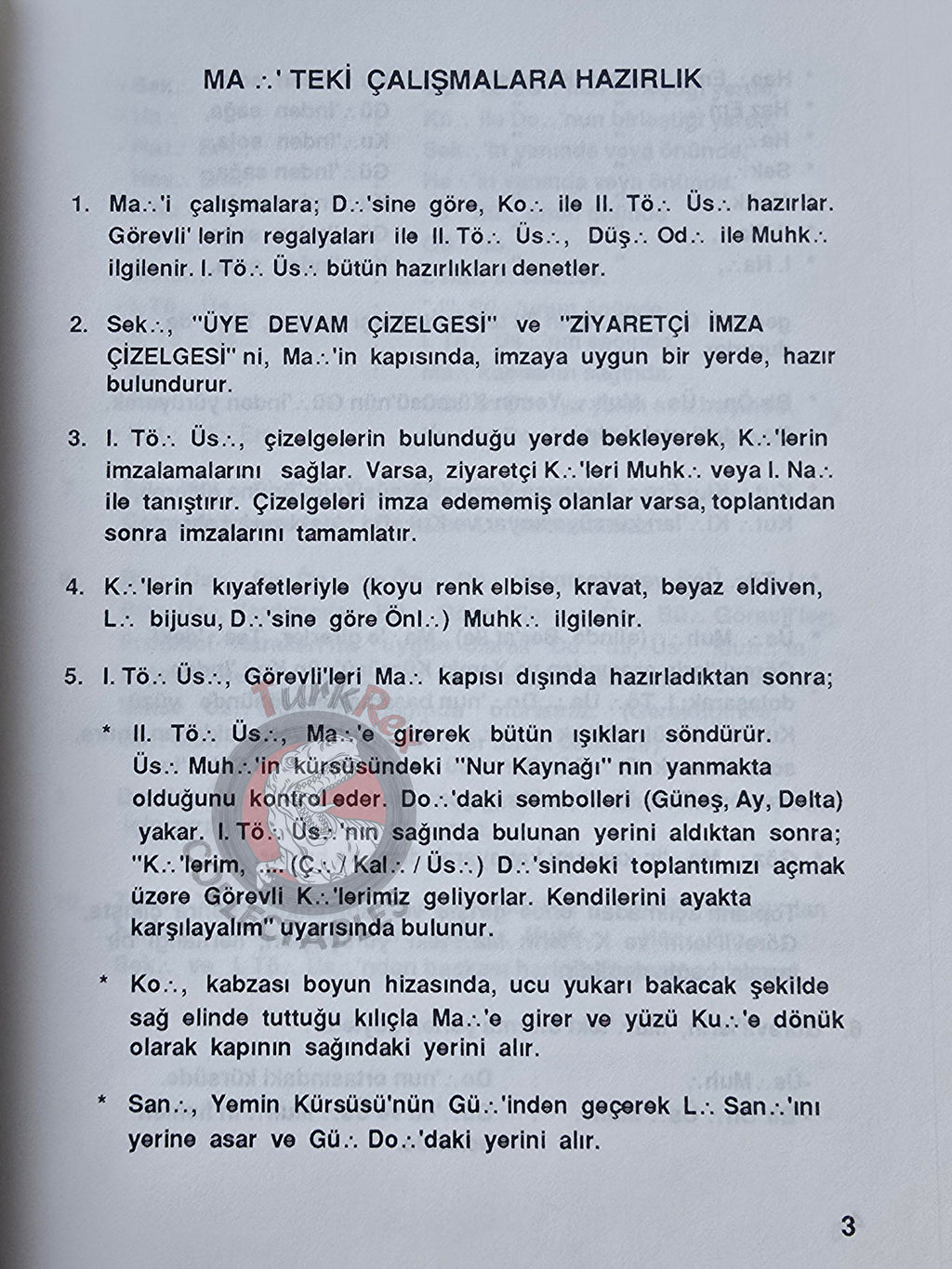 Turkish Freemasonry 1st Degree Ritual Apprentice 1992 Booklet Masonic Masons of Turkey Error
